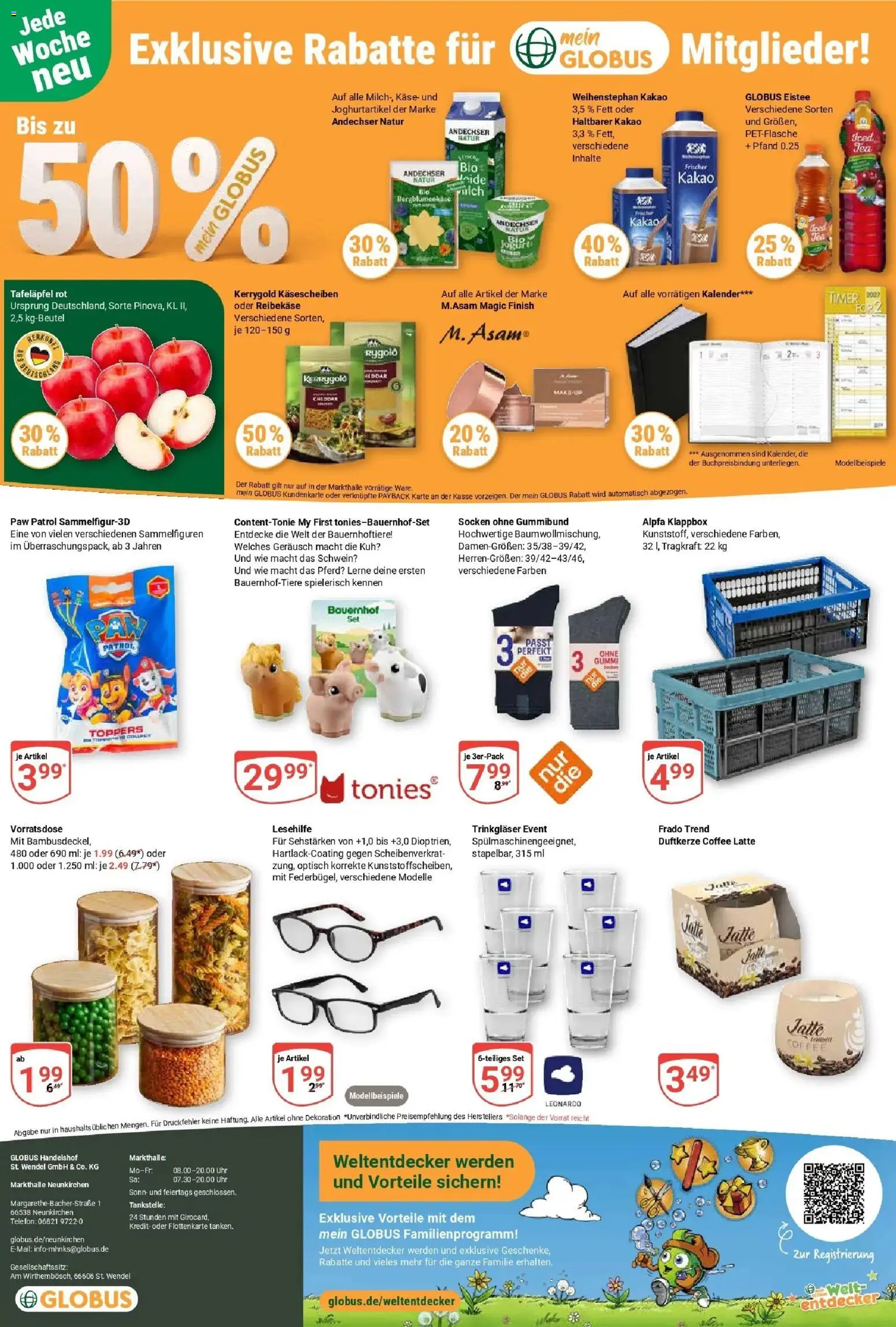 Globus Prospekt Neunkirchen (ab 17.08.2026) » Angebote online | Seite: 19 | Produkte: Socken, Reibekase, Telefon, Uhr