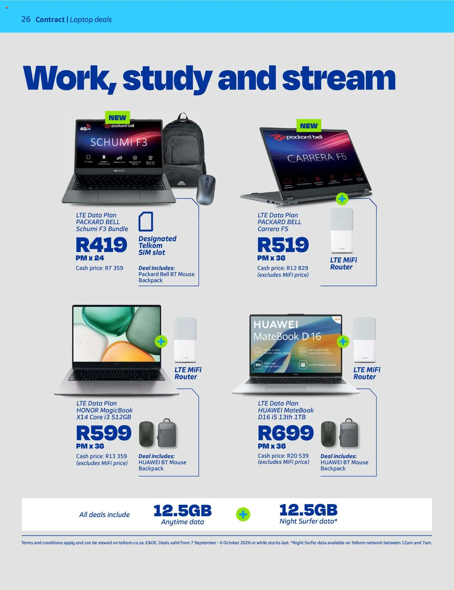 New Telkom catalogue – valid from 07/09/2026 | Page: 26 | Products: Data, Sim, Mouse, Laptop