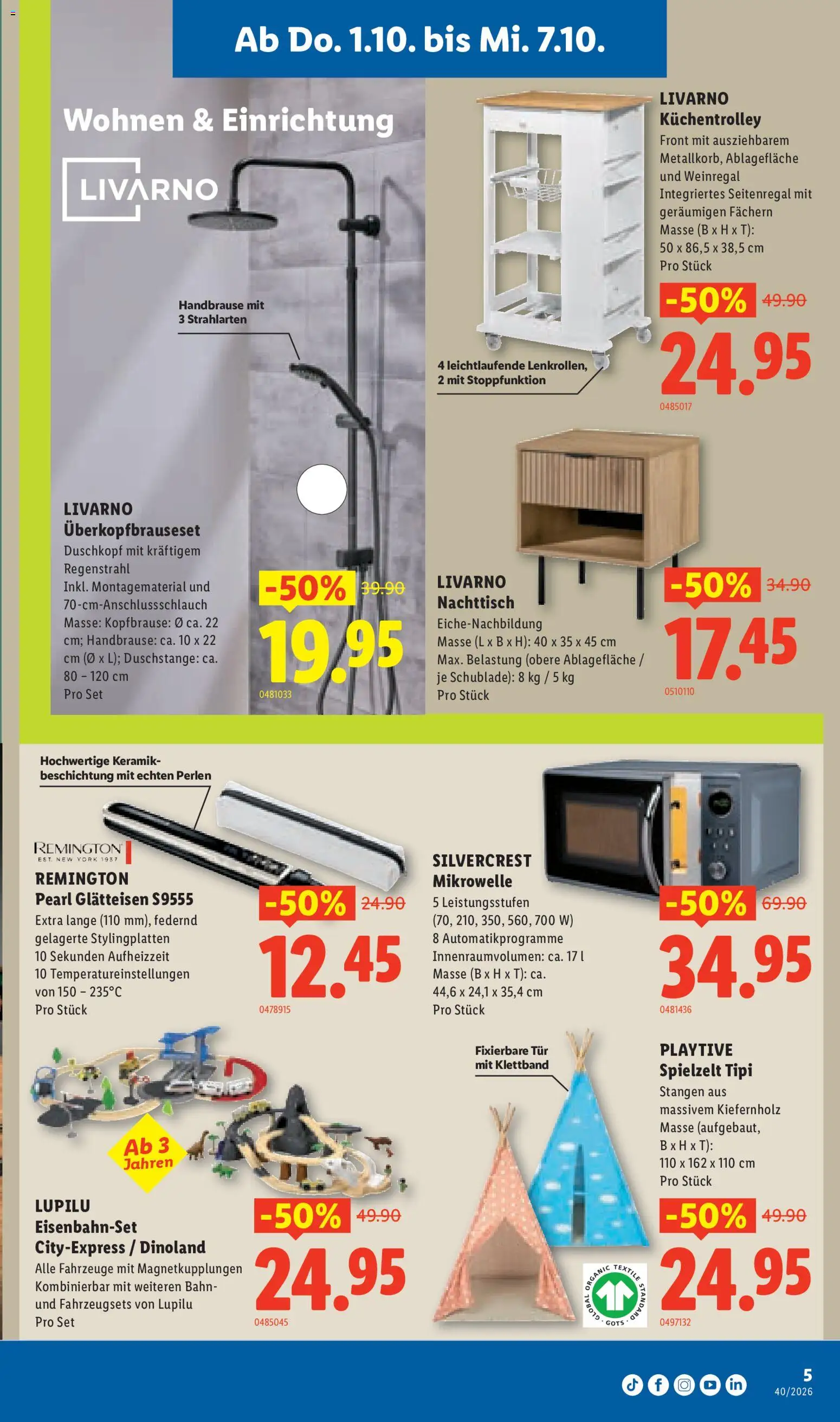 Lidl aktionen Bützberg Neueröffnung – gültig ab 01.10.2026 | Seite: 5 | Produkte: Nachttisch, Glätteisen, Mikrowelle, Weinregal