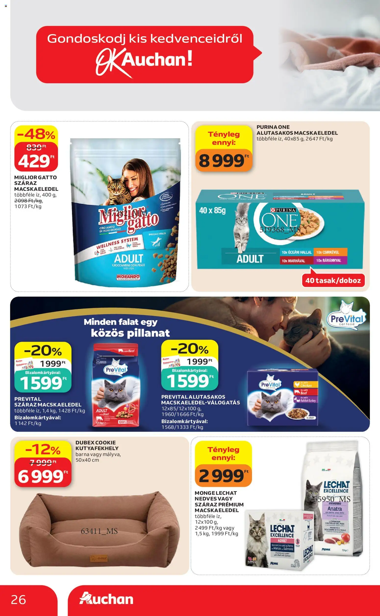Auchan akciós ujság - amely érvényes a következő dátumtól: 2026.07.16. | Oldal: 26 | Termékek: Purina one, Prevital, Purina, Száraz macskaeledel