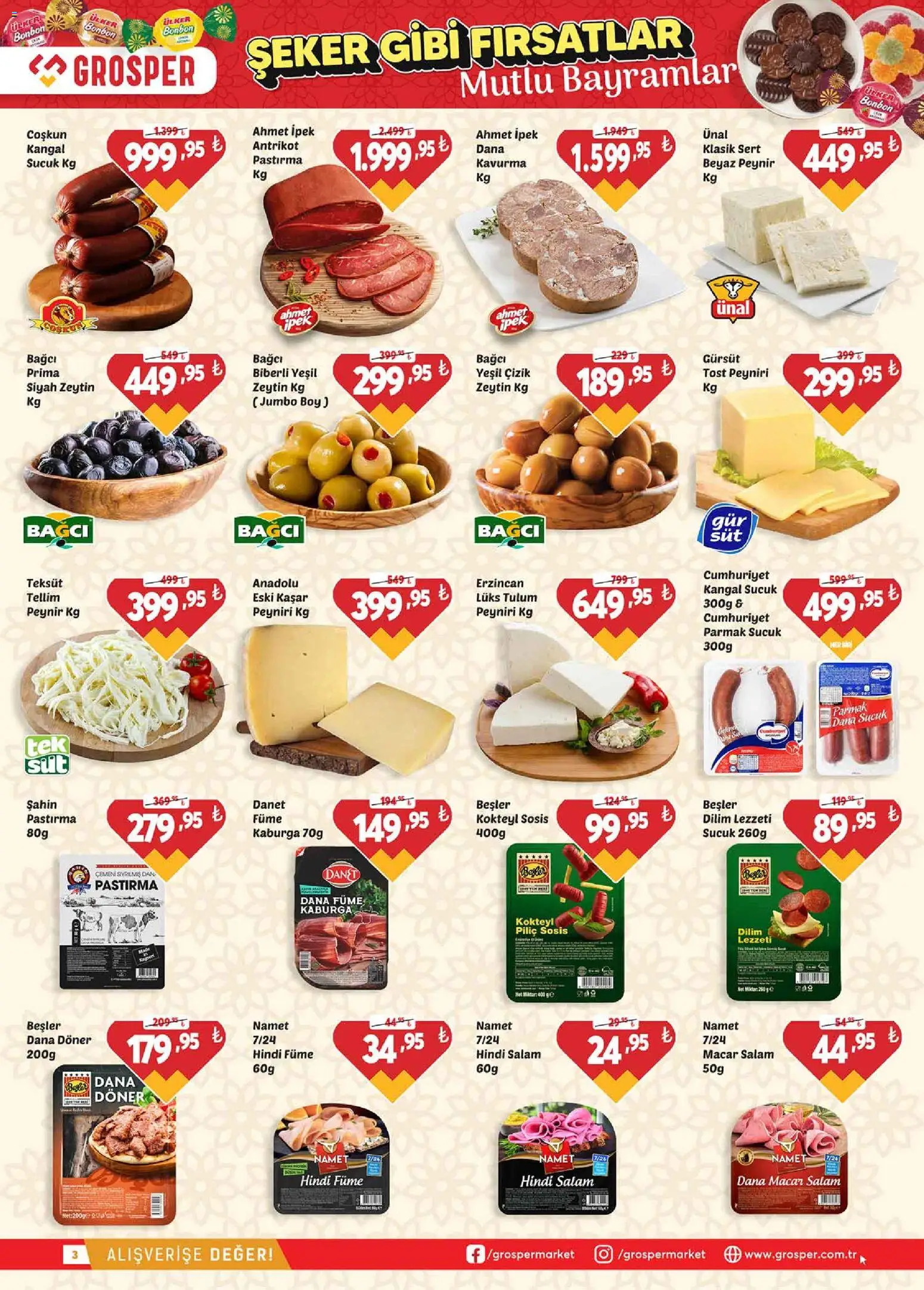 Grosper Katalog - 13.03.2026 tarihinden itibaren geçerlidir | Sayfa: 3 | Ürünler: Salam, Sosis, Piliç, Hindi füme