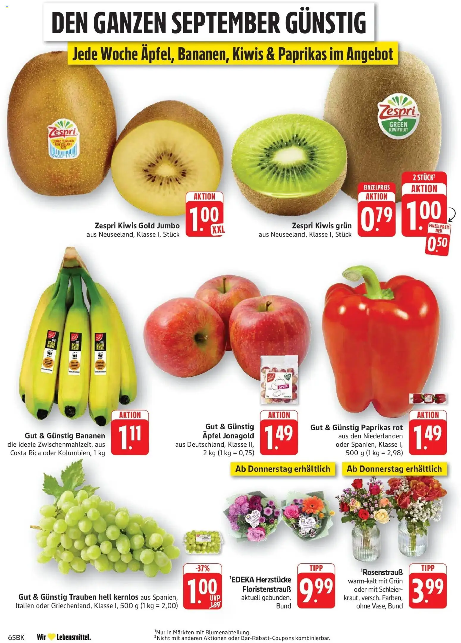 Edeka Prospekt Walldorf (ab 21.09.2026) » Angebote Online | Seite: 6 | Produkte: Trauben, Äpfel, Bananen