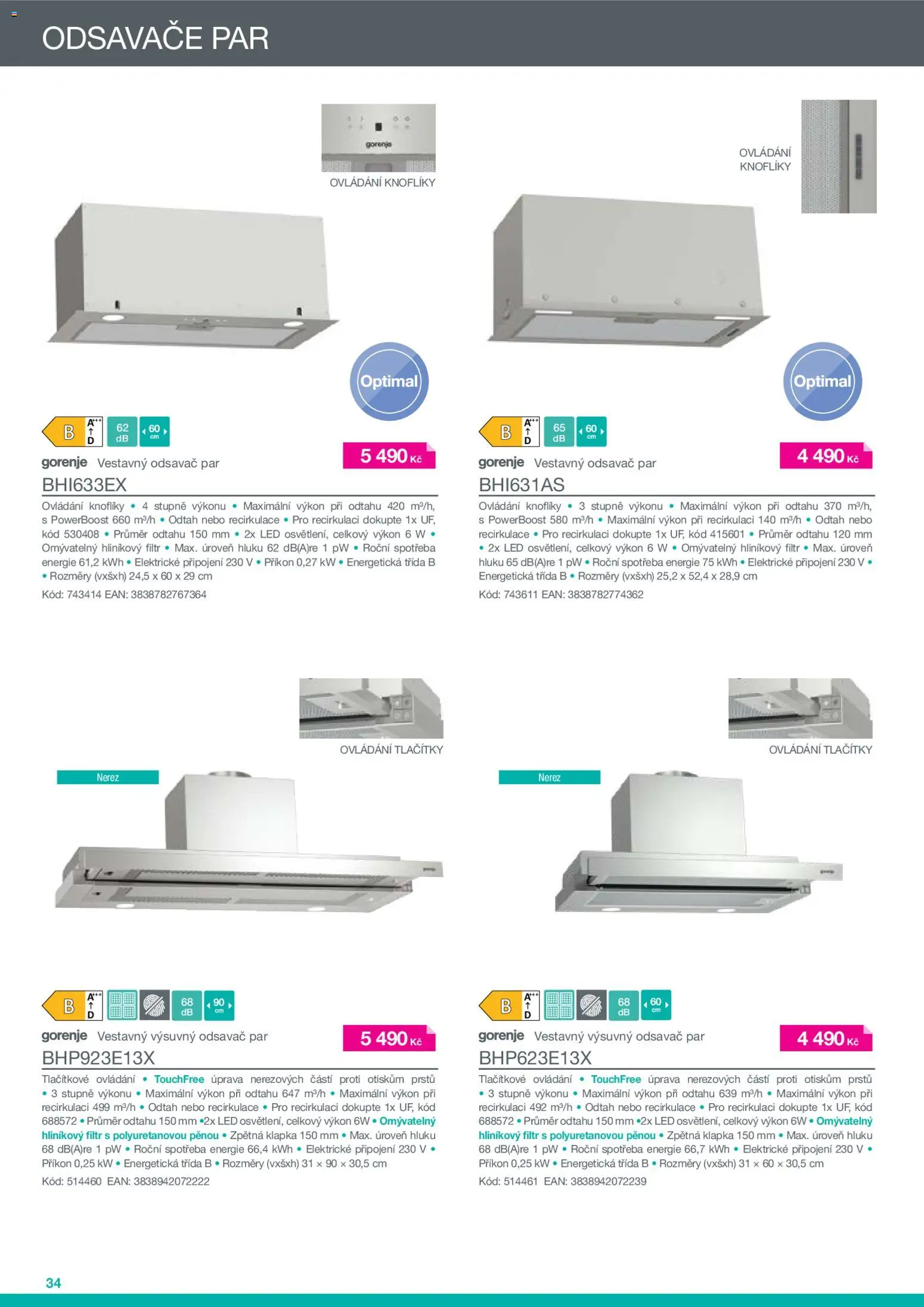 Möbelix leták - Gorenje od 01.01.2026 | Strana: 34 | Produkty: Odsavač par, LED