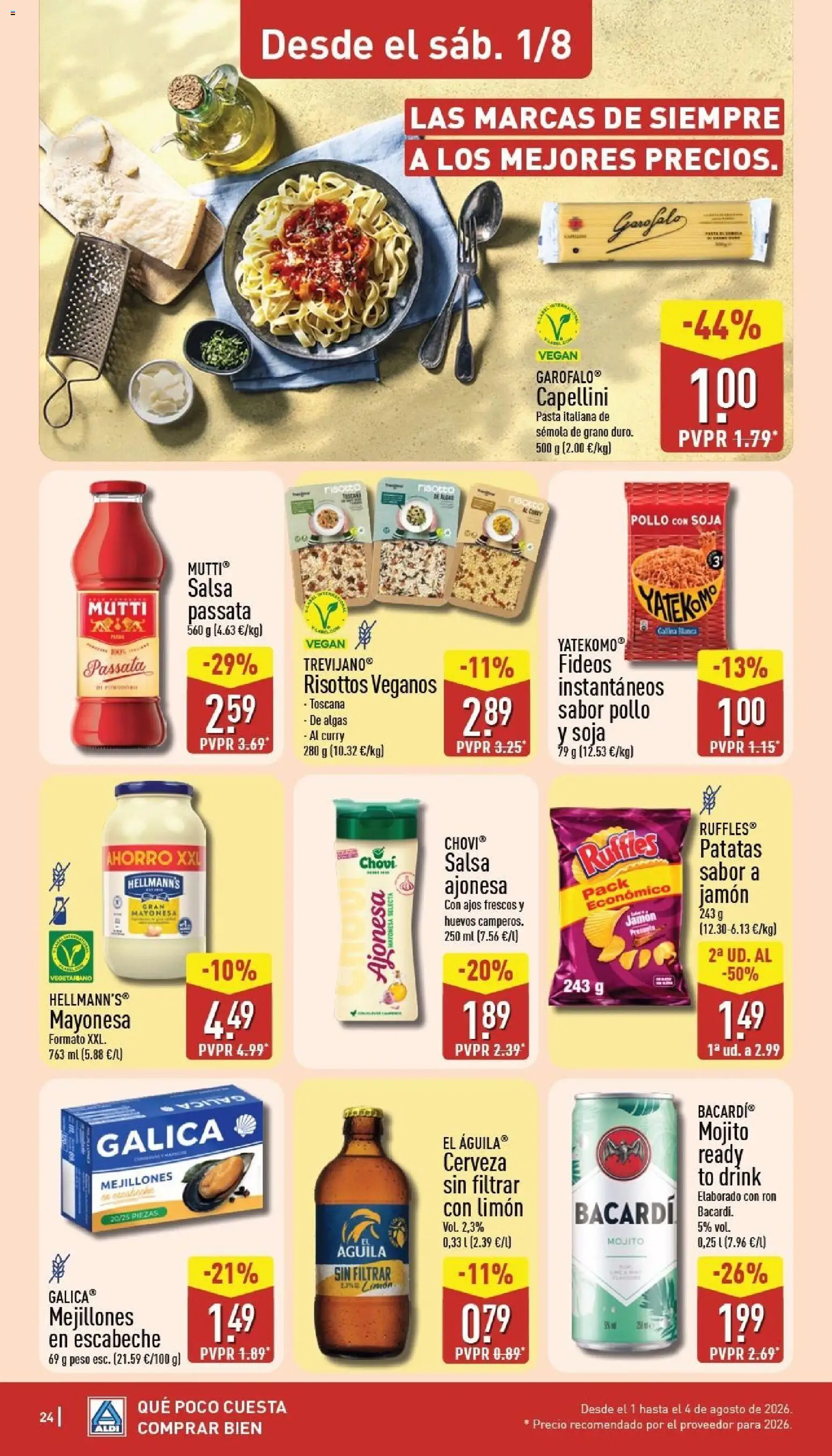 Aldi folleto Península │ válido desde el 27/07/2026 | Página: 24 | Productos: Ron, Fideos, Οθόνη προβολής, Δαχτυλίδι φωτός