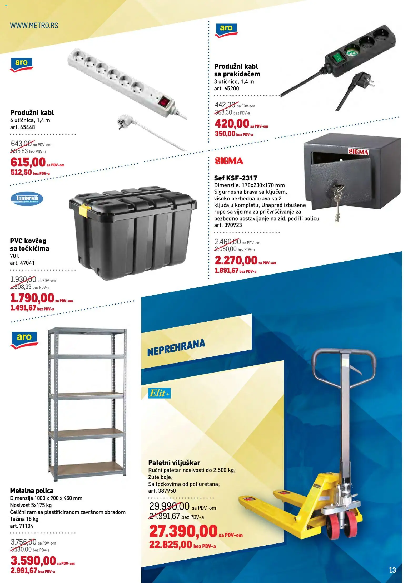 Metro katalog - važi od 03.09.2026 | Strana: 13 | Proizvode: Polica, Kabl, Metalna polica, Produžni kabl