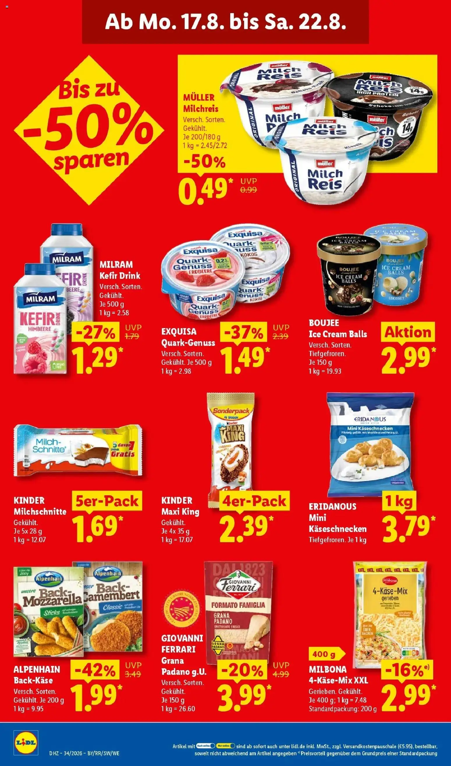 Lidl Prospekt Mühlacker (ab 17.08.2026) zum Blättern » Angebote | Seite: 16 | Produkte: Feta, Milch, Pudding, Milram