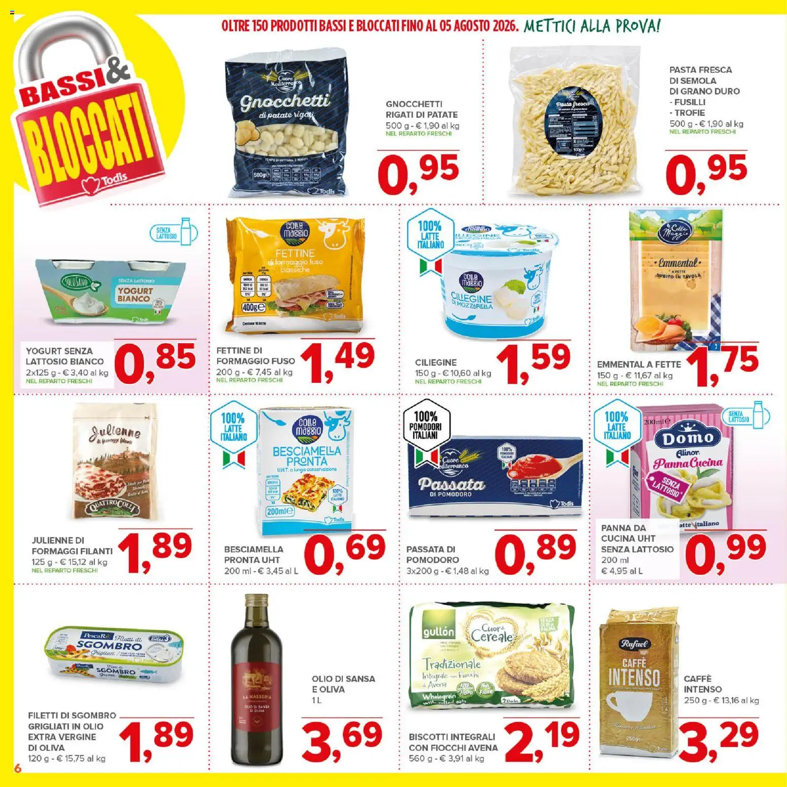 Volantino Todis del 11.06.2026 | Pagina: 6 | Prodotti: Patate, Mozzarella, Pomodoro, Fusilli