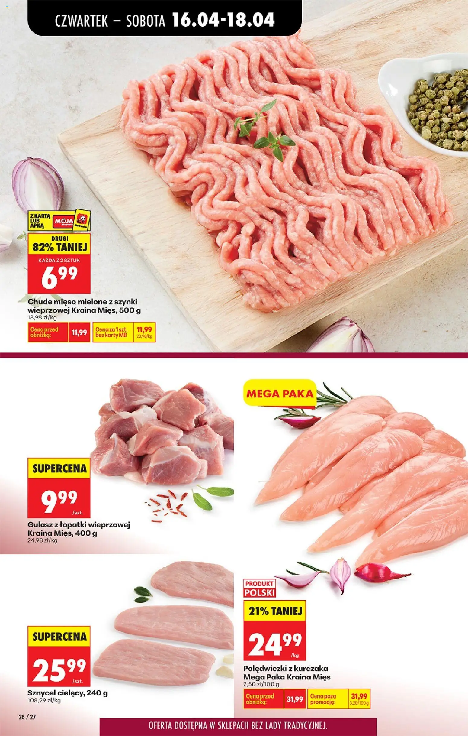 Biedronka gazetka od czwartku od 16.04.2026 | Strona: 36 | Produkty: Karta, Mięso, Kraina mięs, Mięso mielone