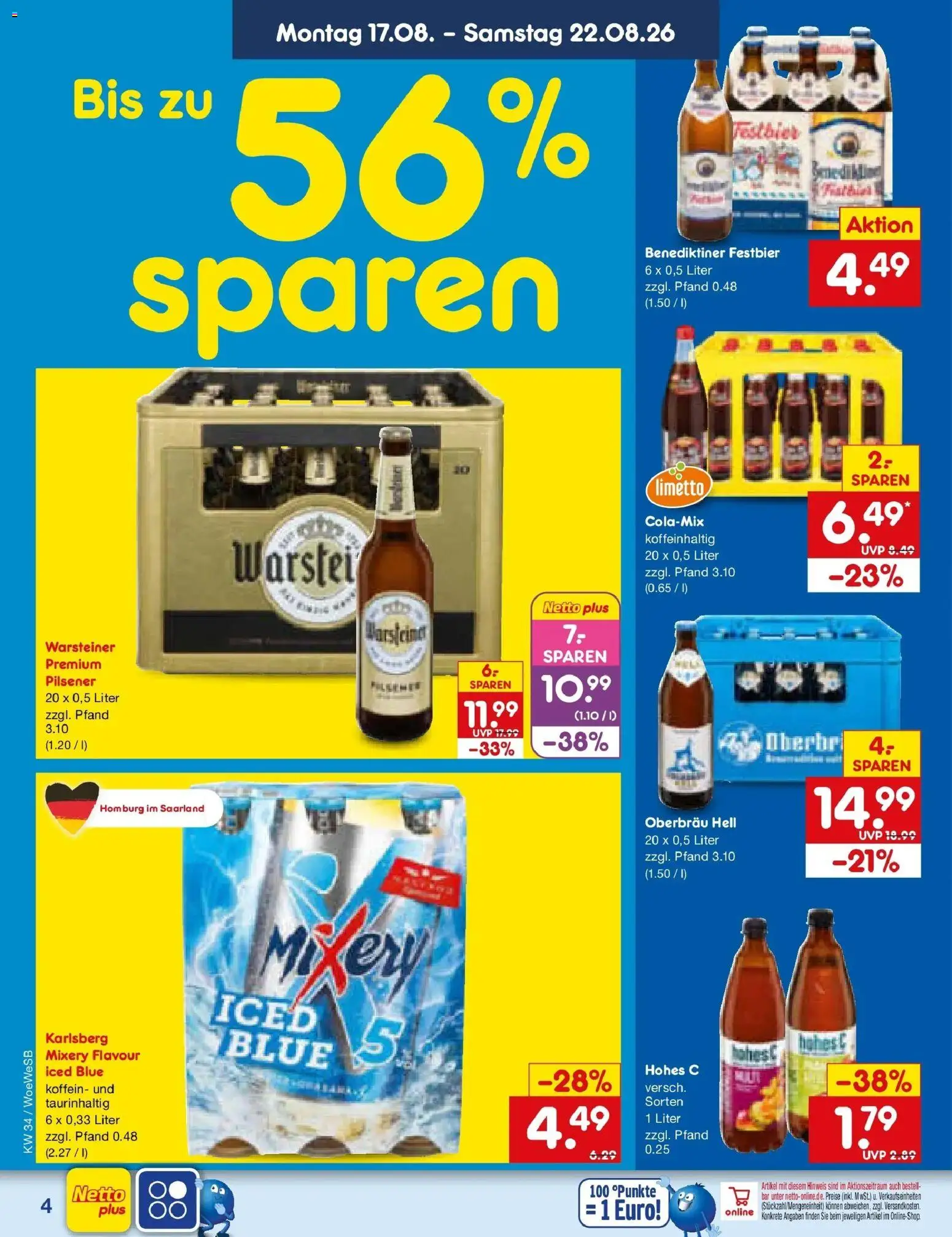Netto Marken-Discount Prospekt Katzweiler – gültig ab 17.08.2026 | Seite: 6 | Produkte: Warsteiner, Hohes c, Mixery