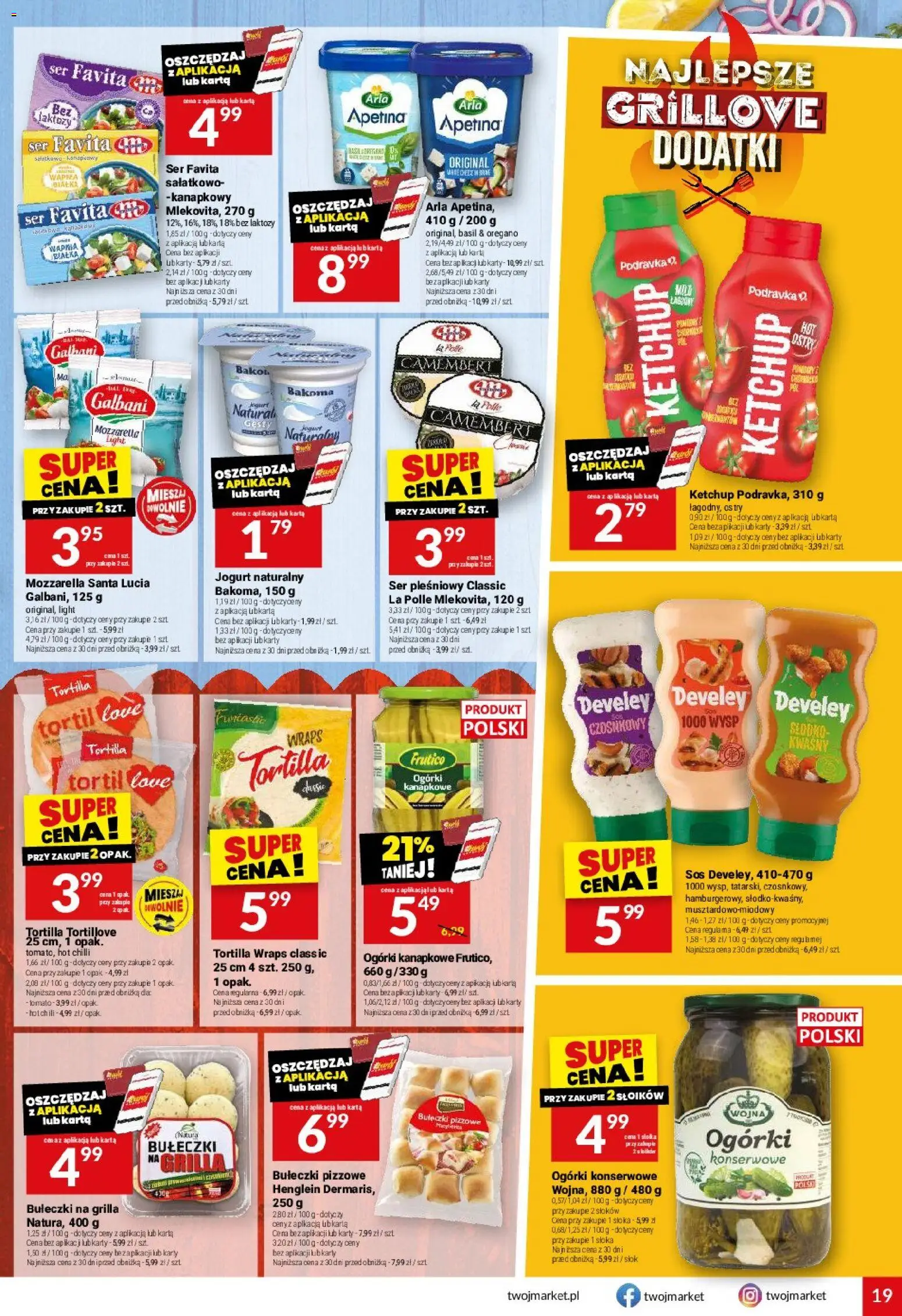 Twój Market gazetka od 19.08.2026 | Strona: 19 | Produkty: Ogórki kanapkowe, Oregano, Bez laktozy, Ser