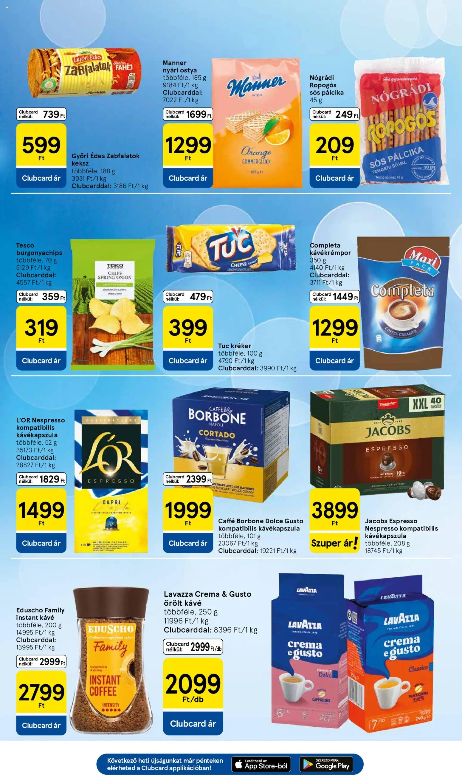 Tesco akciós ujság - amely érvényes a következő dátumtól: 2026.08.06. | Oldal: 23 | Termékek: Chips, Kávékapszula, Kréker, Instant kávé