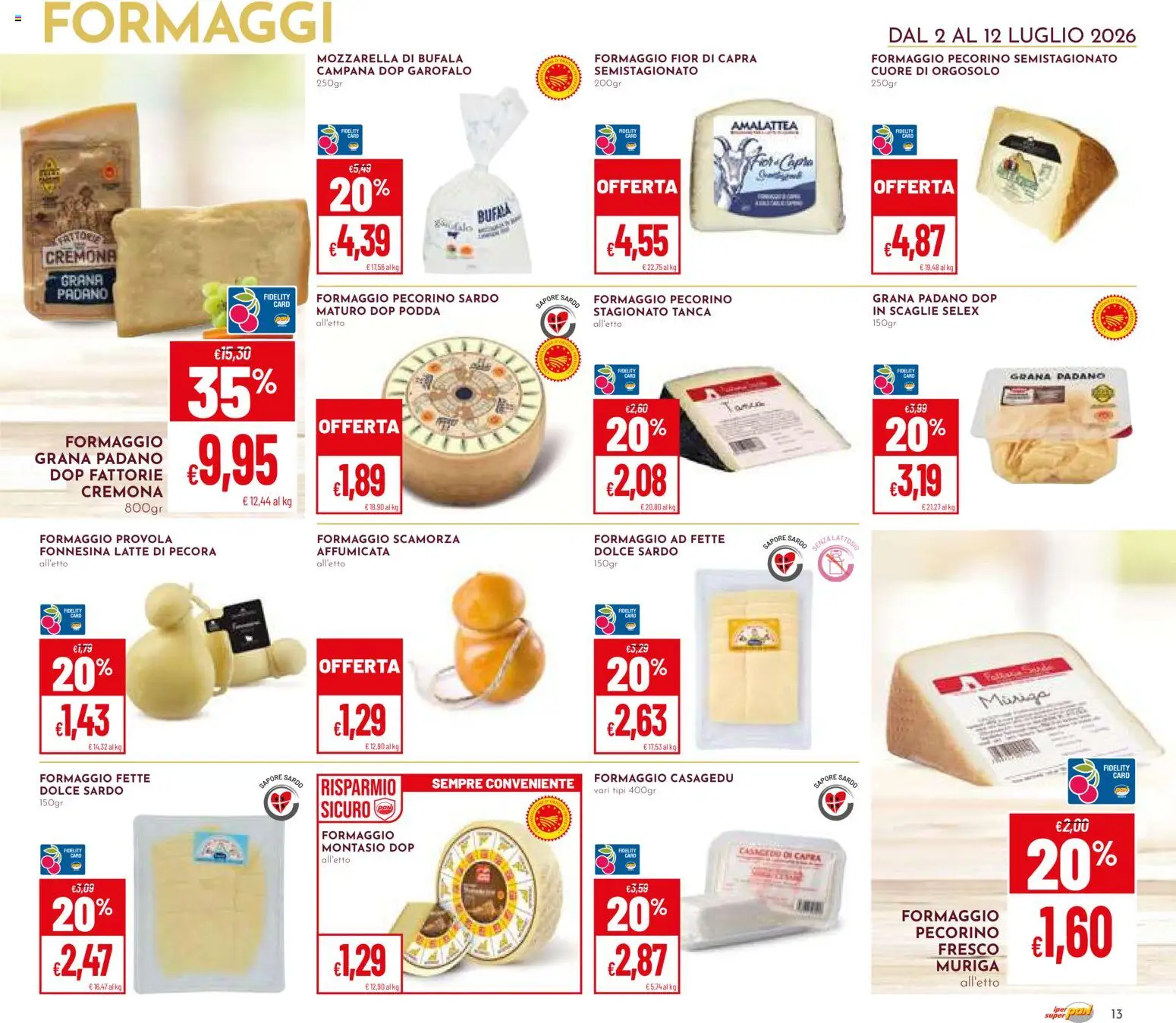 Volantino Pan del 02/07/2026 | Pagina: 13 | Prodotti: Mozzarella, Formaggio, Provola, Pecorino