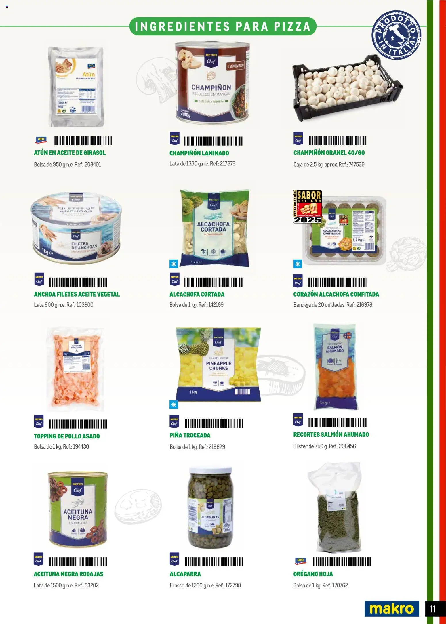 Makro Restaurantes italianos Centro │ válido desde el 27.03.2026 | Página: 11 | Productos: Κρεμάστρα, Pizza, Anchoa, Bandeja