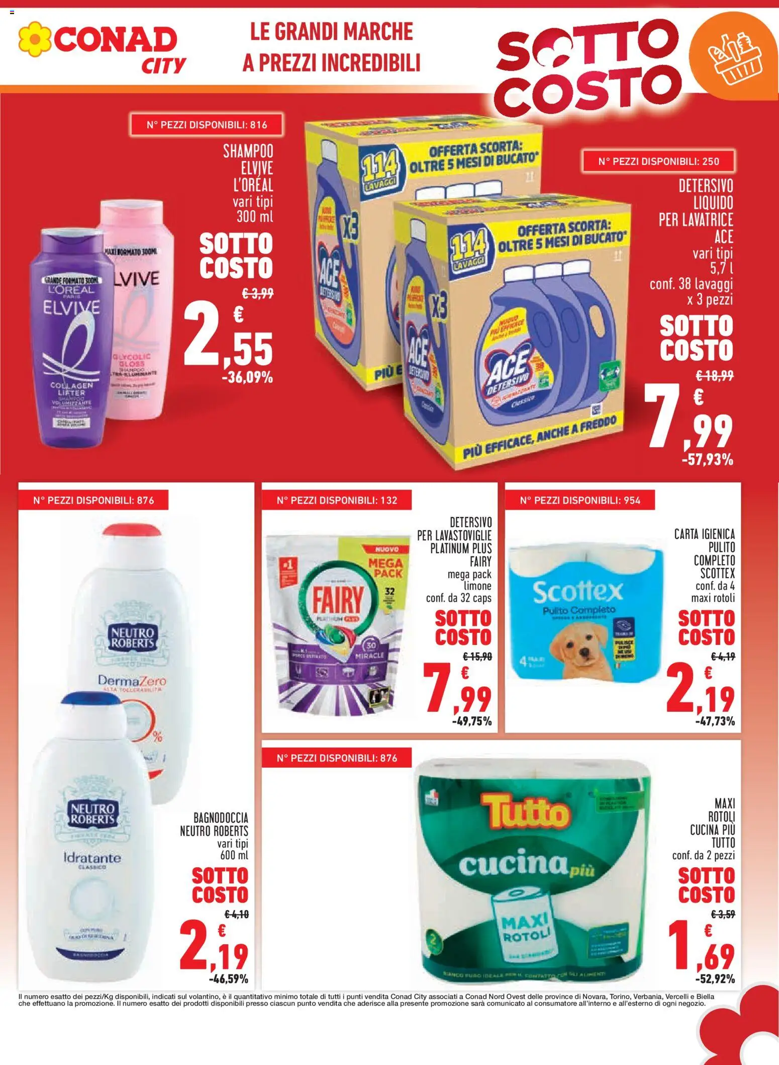 Volantino Conad del 04.06.2026 | Pagina: 5 | Prodotti: Shampoo, Detergente, Lavastoviglie, Doccia