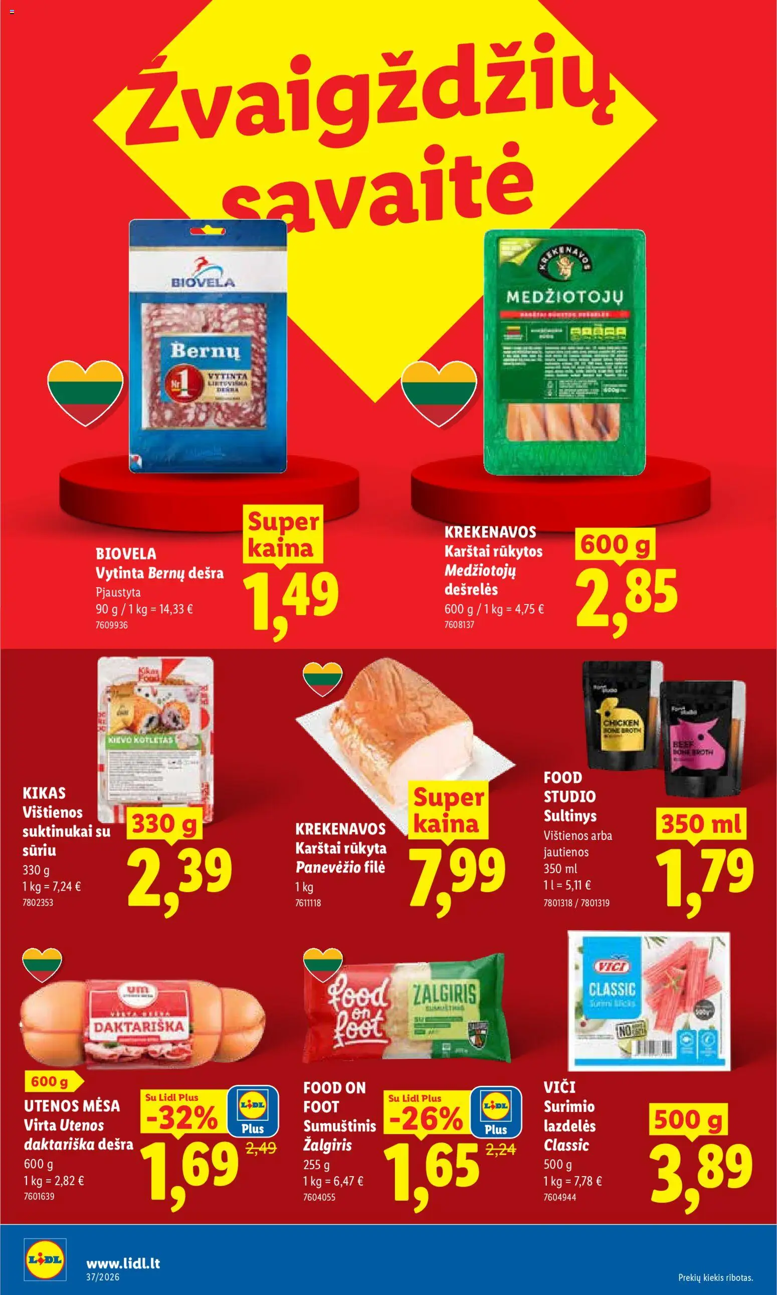 LIDL akcijos nuo 2026.09.07 | Puslapis: 6 | Prekių: Vištienos, Jautienos, Sultinys, Dešrelės