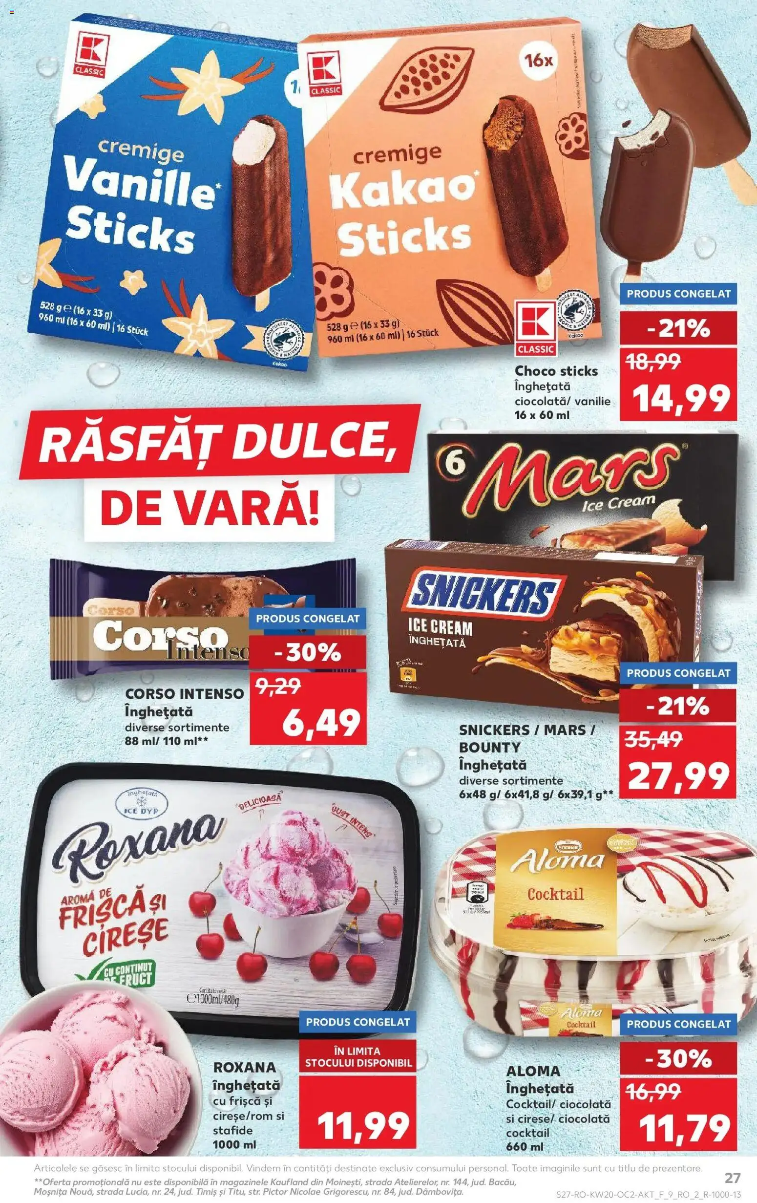 Noul catalog Kaufland – valabil de la 13.05.2026 | Pagină: 27 | Produse: Ciocolată, Cocktail, Cireșe, Înghețată