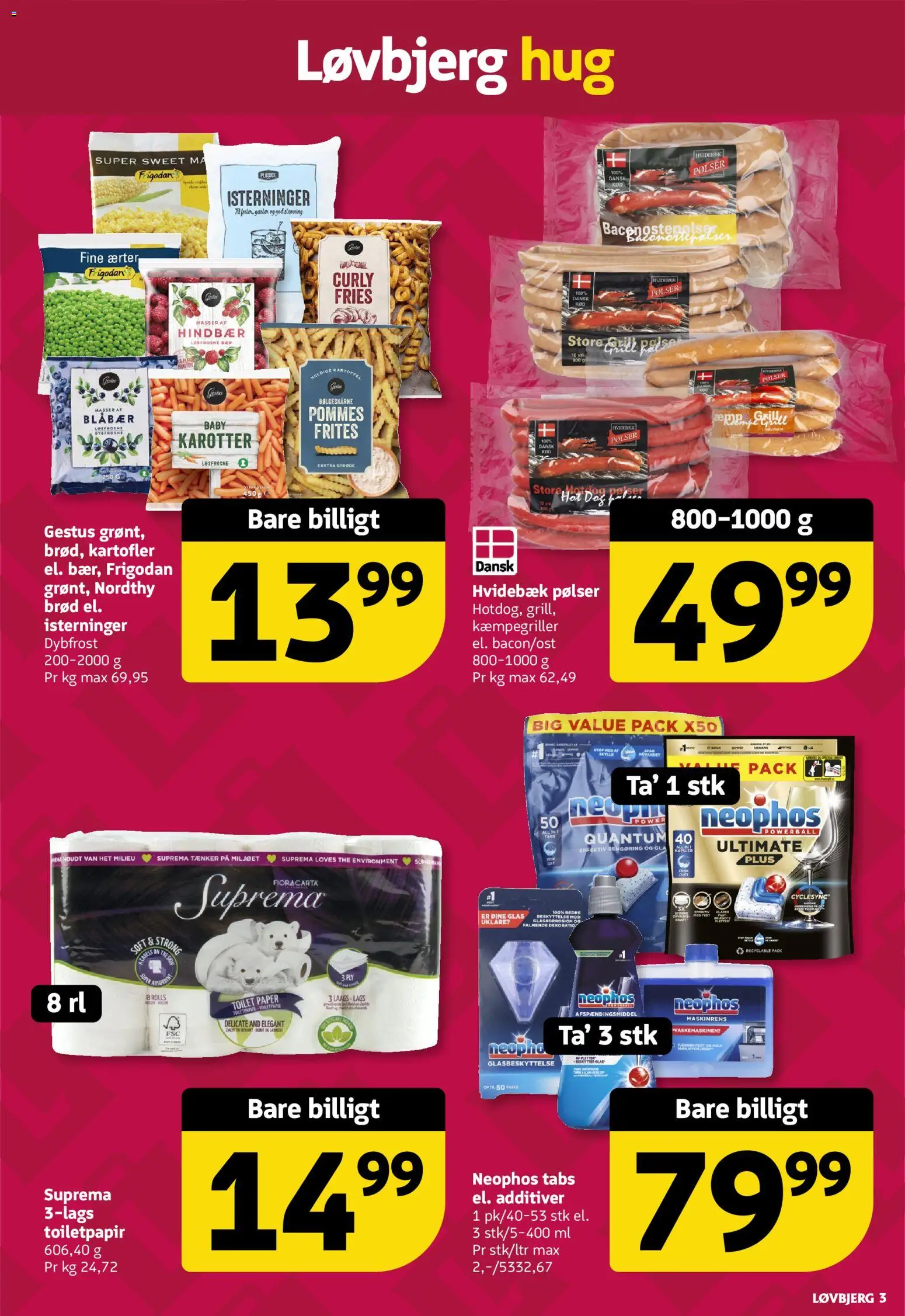 Løvbjerg tilbudsavis – gyldig fra 22.05.2026 | Side: 3 | Produkter: Blåbær, Brød, Pølser, Hindbær