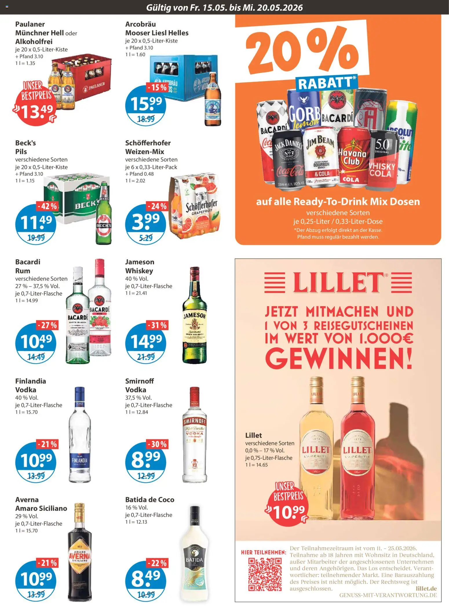 V-Markt Angebote – gültig ab 15.05.2026 | Seite: 11 | Produkte: Pils, Jack Daniel's, Smirnoff, Paulaner