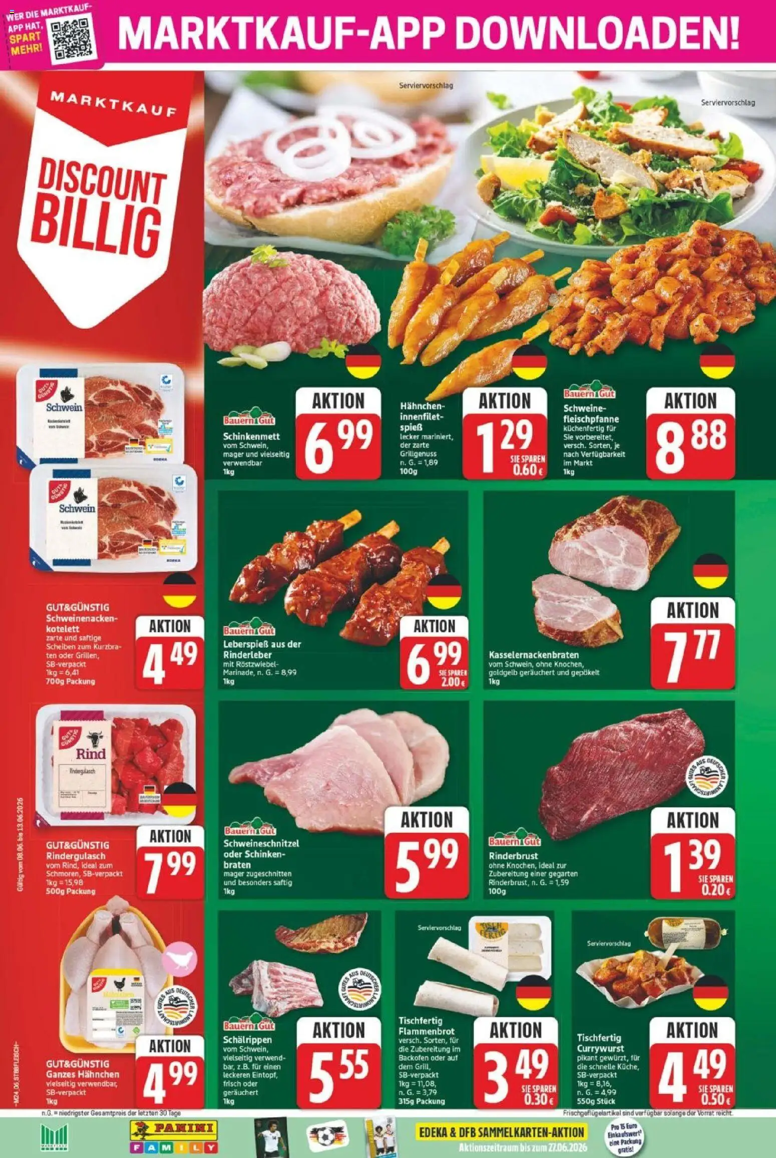 Marktkauf Prospekt – gültig ab 08.06.2026 | Seite: 6 | Produkte: Rindergulasch, Hahnchen, Bauerngut, Schinken