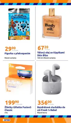 Náhled letáku Action leták od 06.05.2026 | Strana: 24 | Produkty: Olej, Žiletky, Body, Bezdrátová sluchátka