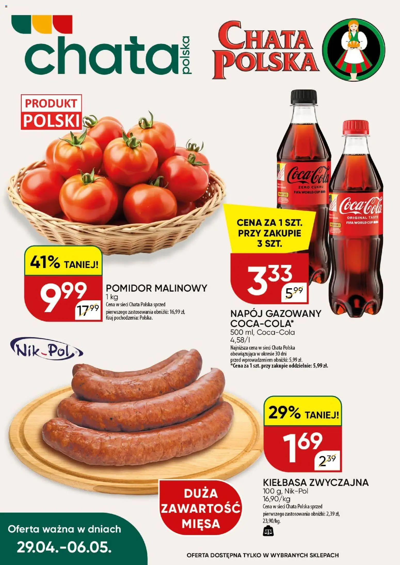 Chata Polska gazetka od 27.04.2026 | Strona: 17 | Produkty: Kiełbasa, Pomidor malinowy