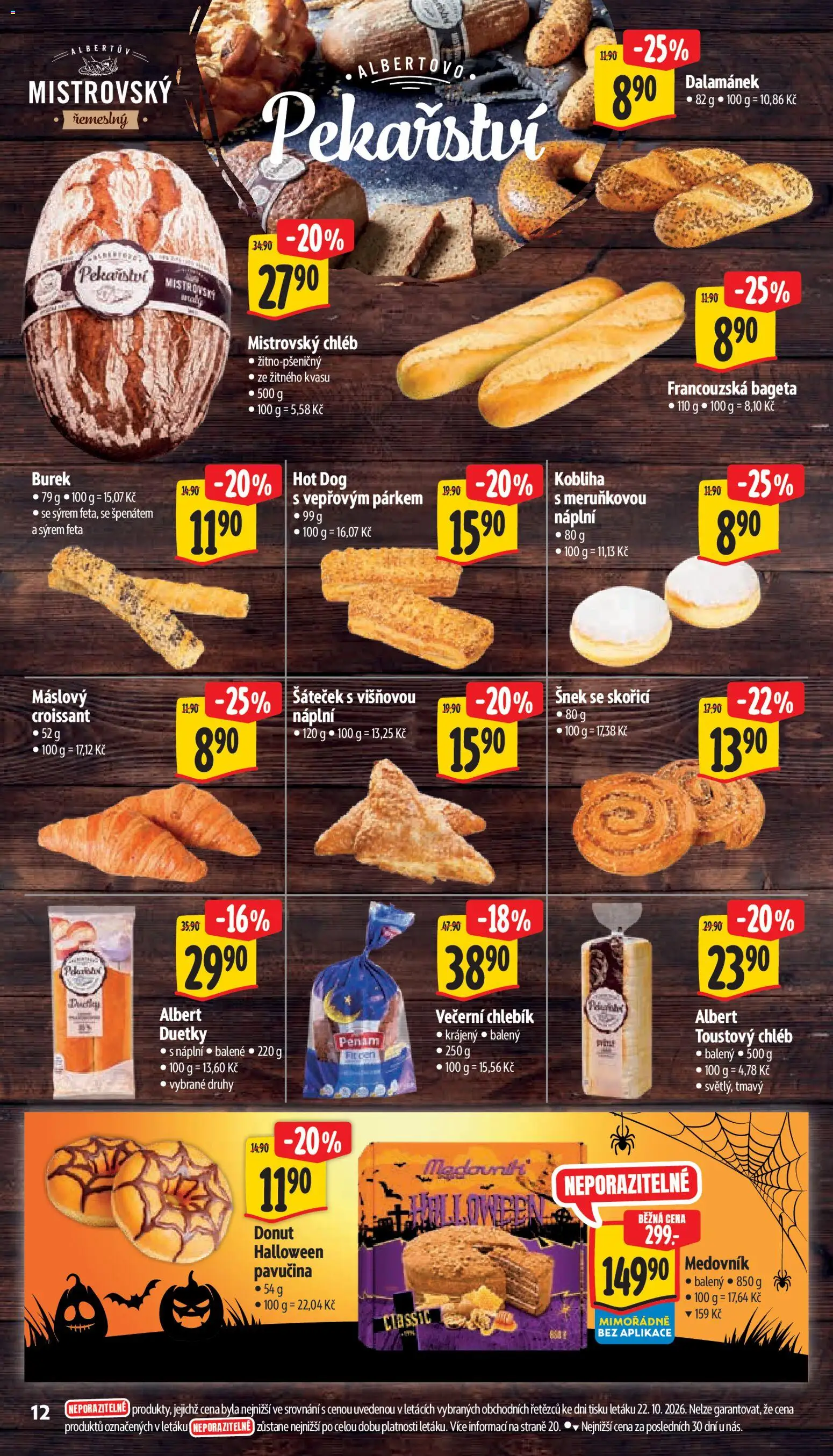 Albert leták - Supermarket  Bohnice od 28.10.2026 | Strana: 18 | Produkty: Kobliha, Medovník, Toustový chléb, Feta