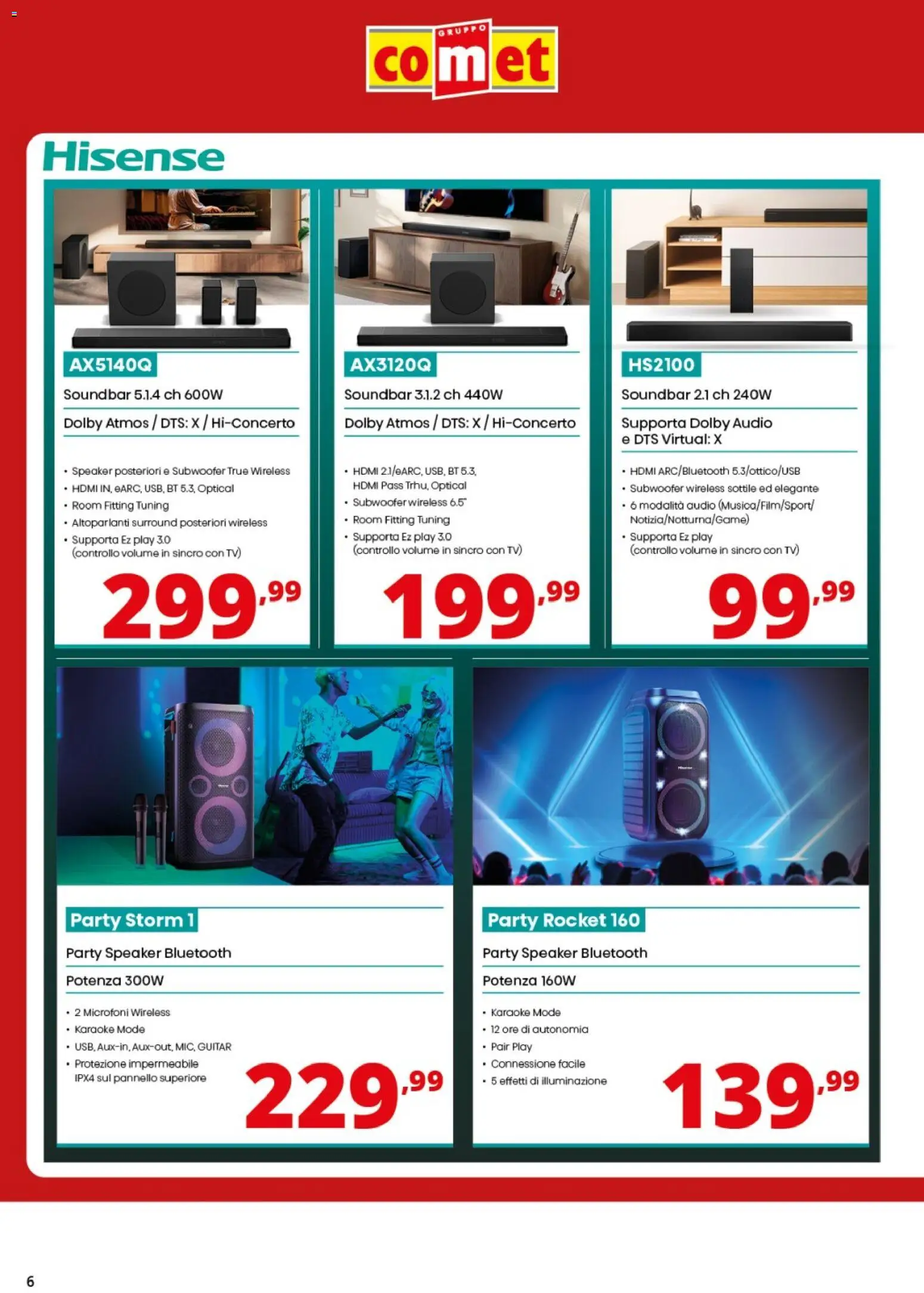 Volantino Comet del 26/06/2026 | Pagina: 6 | Prodotti: Soundbar, TV, Audio, Speaker