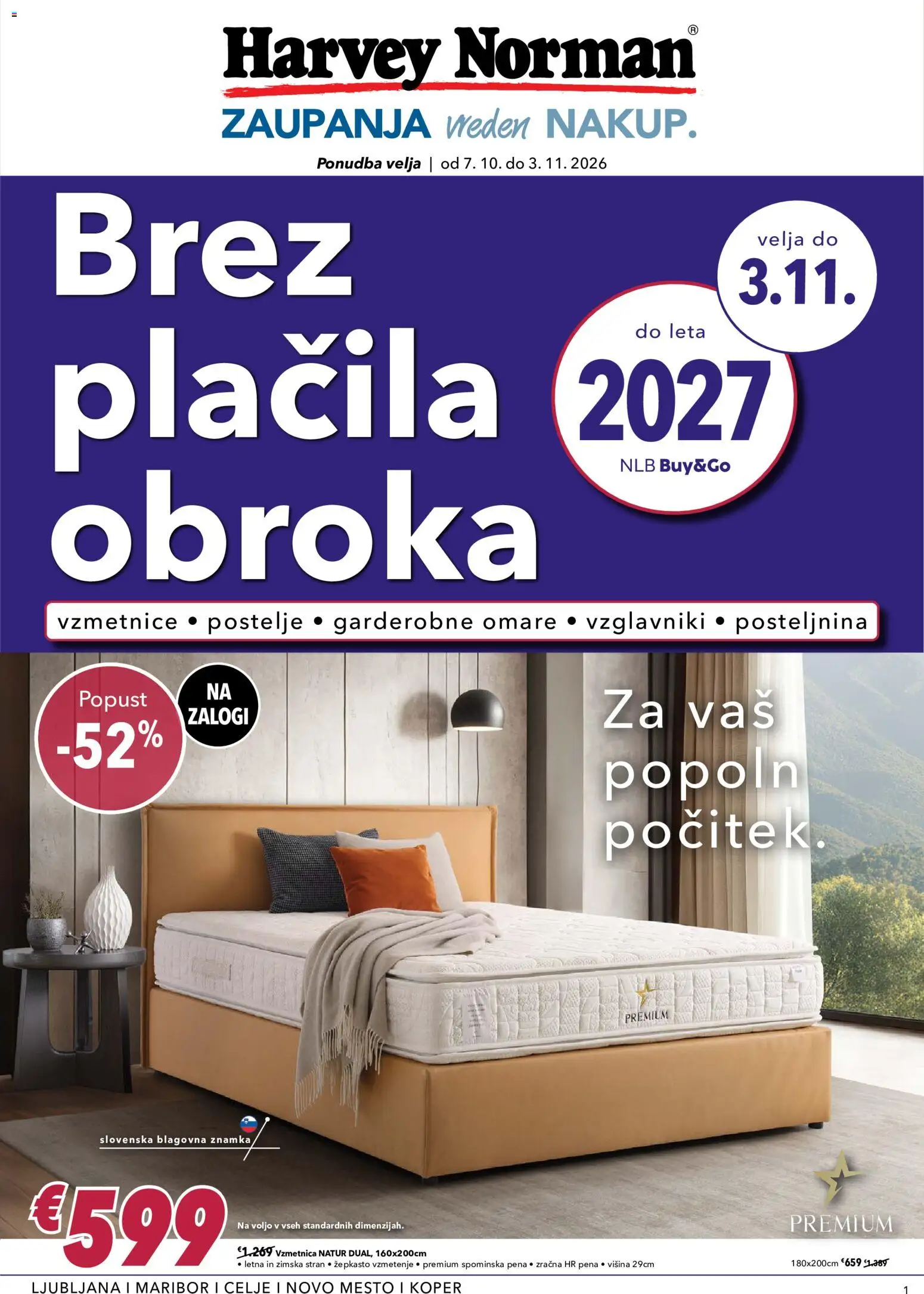 Novi Harvey Norman katalog ponudbe – veljaven od 07.10.2026 | Stran: 1 | Izdelki: Vzmetnica, Posteljnina