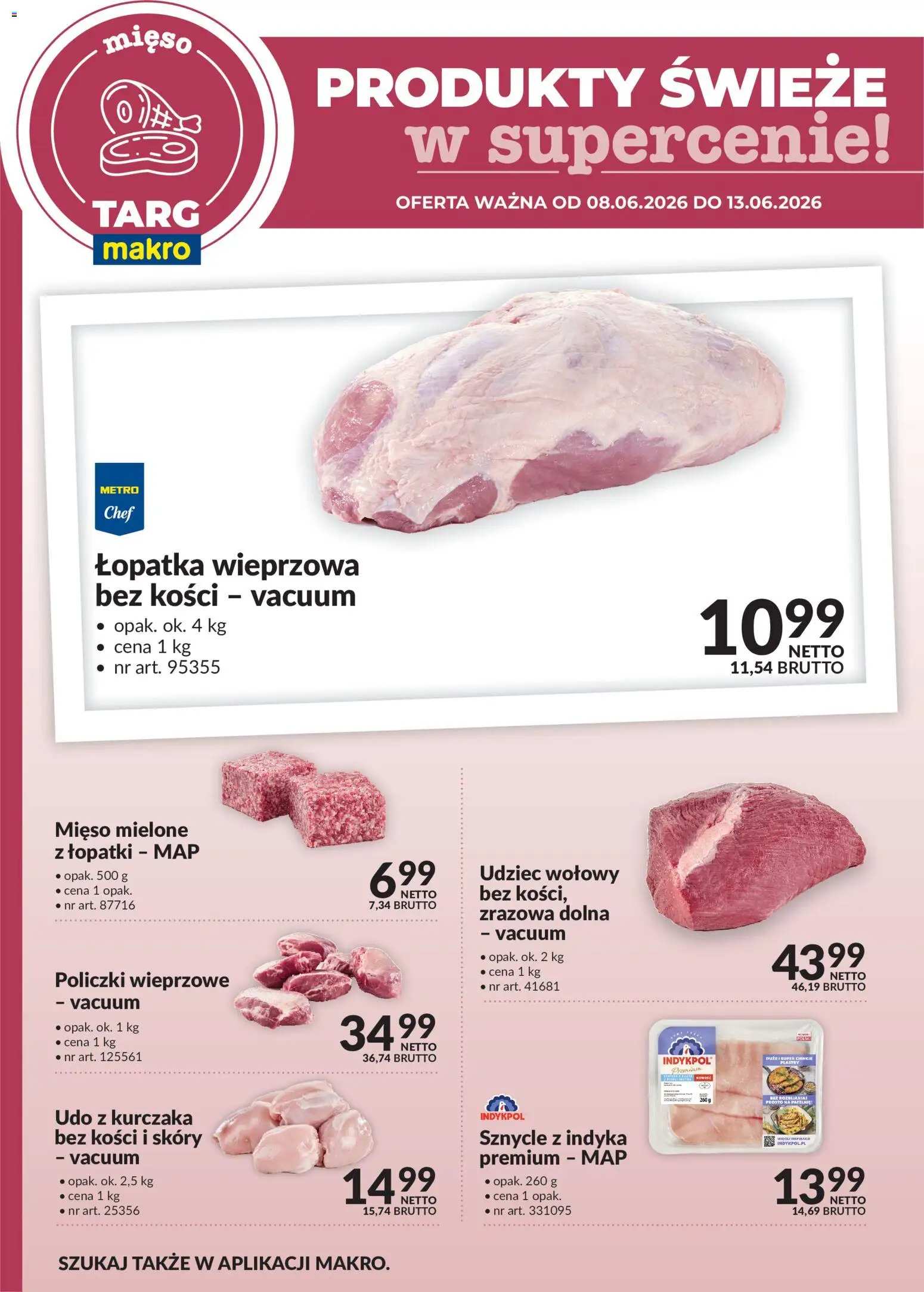 Makro gazetka - Produkty świeże w supercenie od 08.06.2026 | Strona: 1 | Produkty: Mięso, Mięso mielone, Patelnie, Łopatka wieprzowa