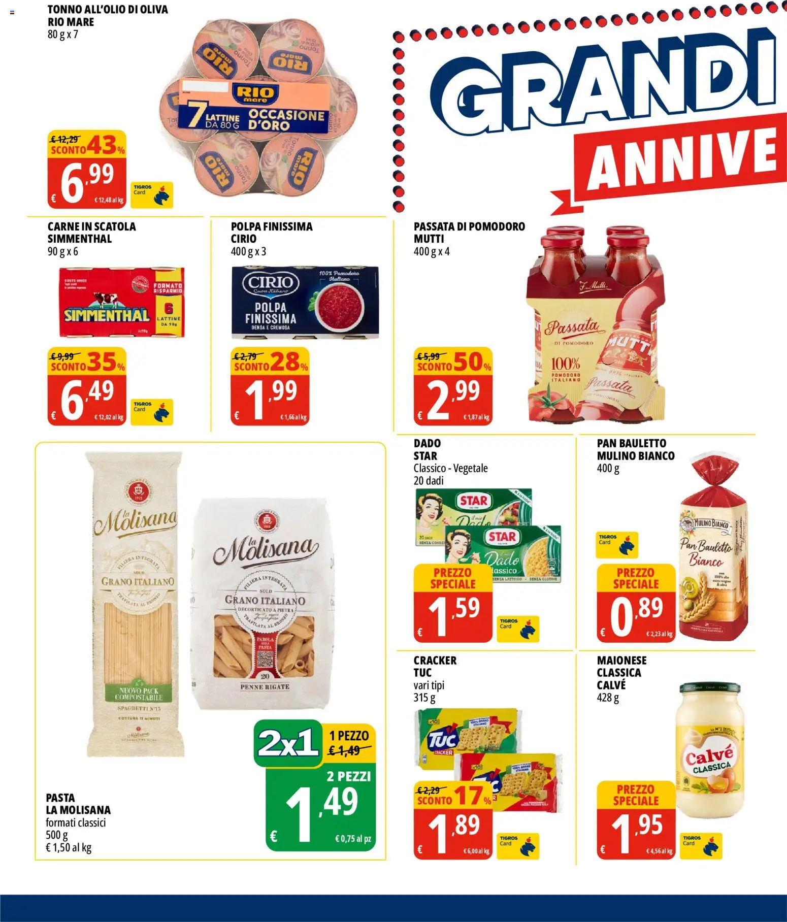 Volantino Tigros del 02/09/2026 | Pagina: 4 | Prodotti: Carne in scatola, Pasta, Tonno, Carne
