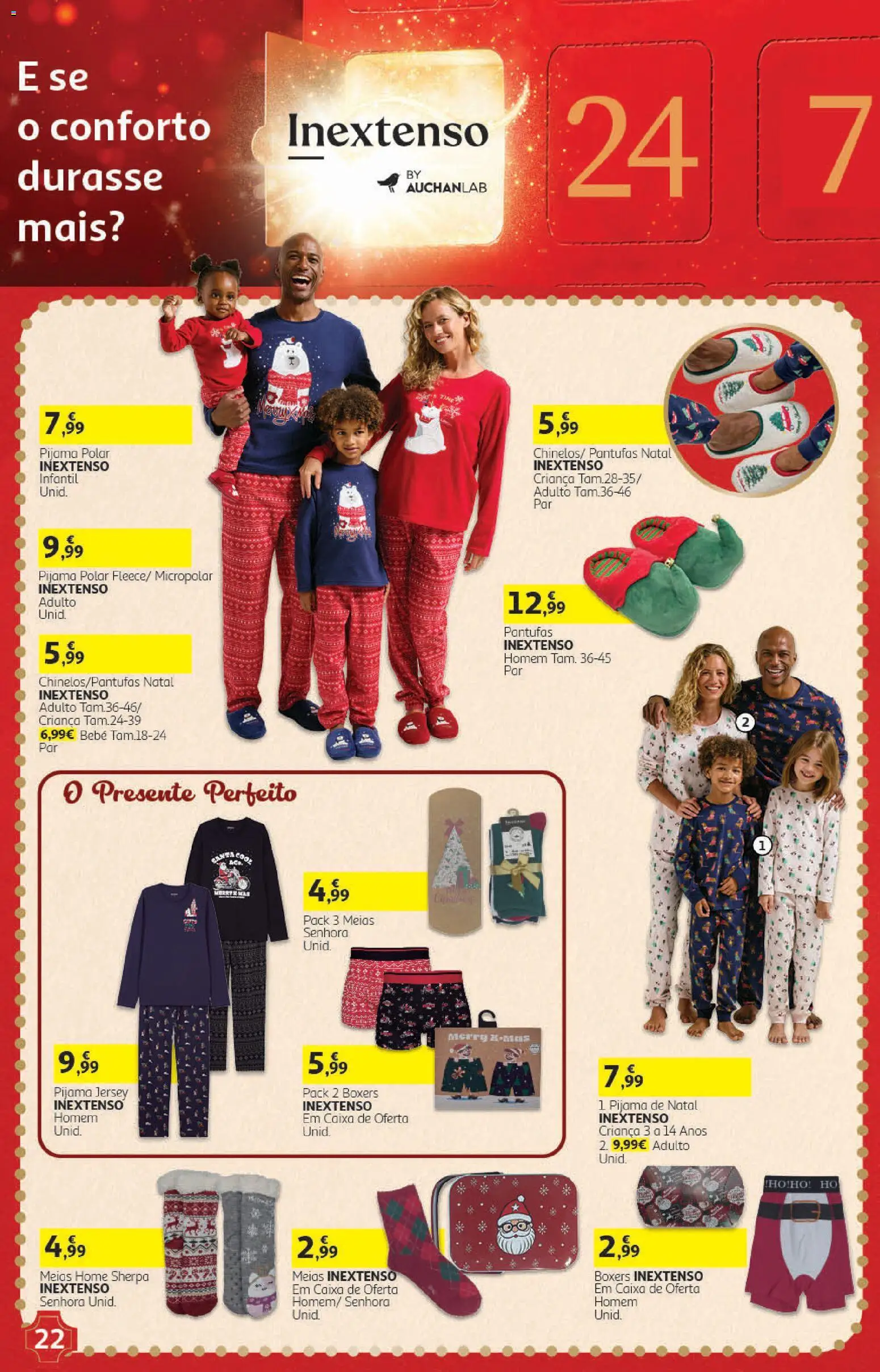 Auchan Presentes │ válido de 01/11/2026 | Página: 22 | Produtos: Caixa, Pijama, Pijama de Natal, Meias