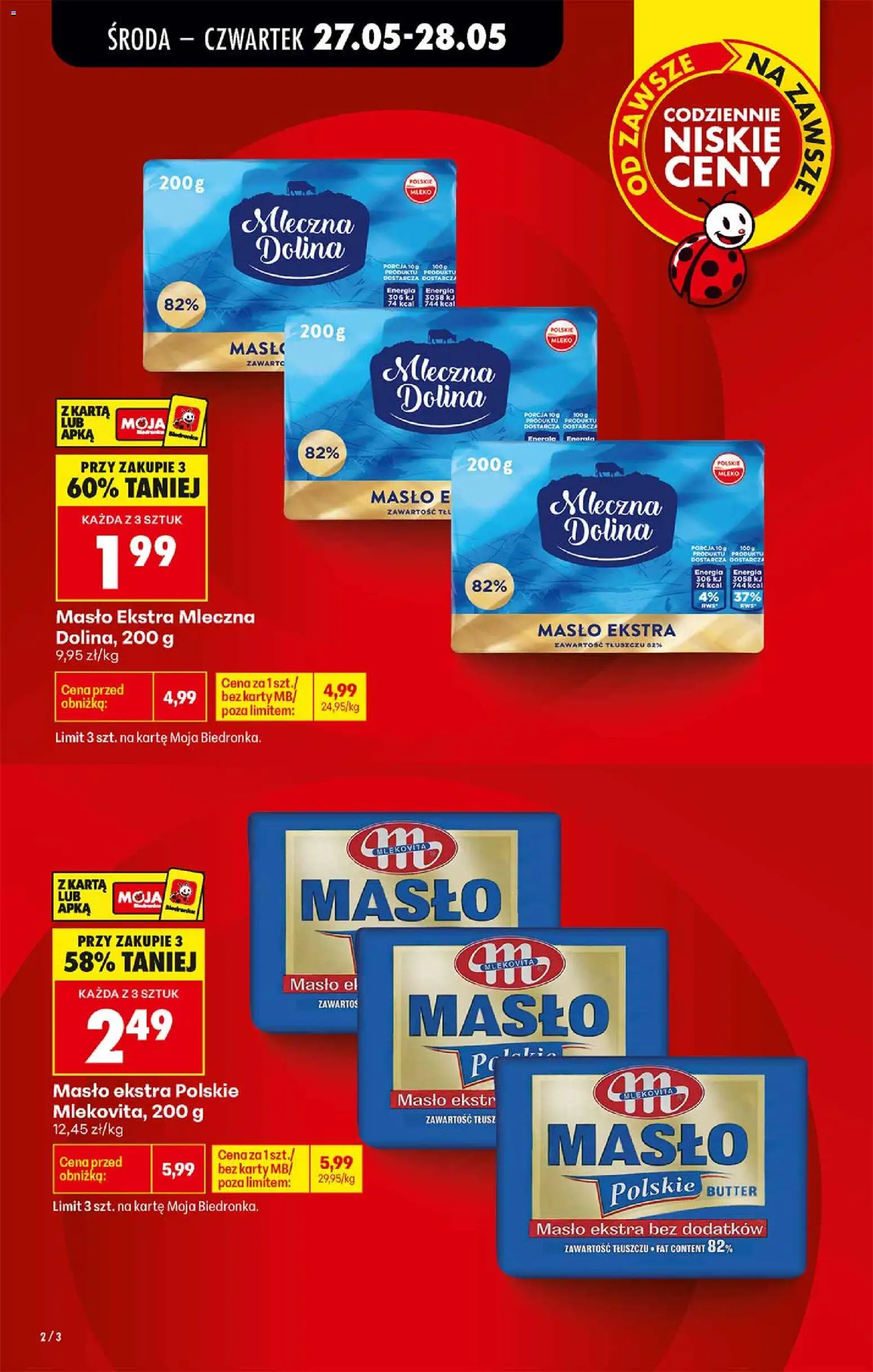 Biedronka gazetka od środy od 27.05.2026 | Strona: 2 | Produkty: Karta, Mleko, Masło