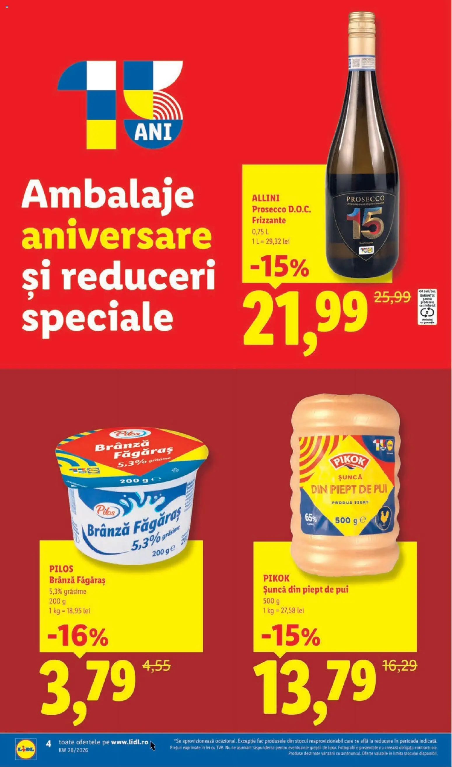 Noul catalog Lidl – valabil de la 06.07.2026 | Pagină: 4 | Produse: Toplar, Prosecco, Brânză, Șuncă
