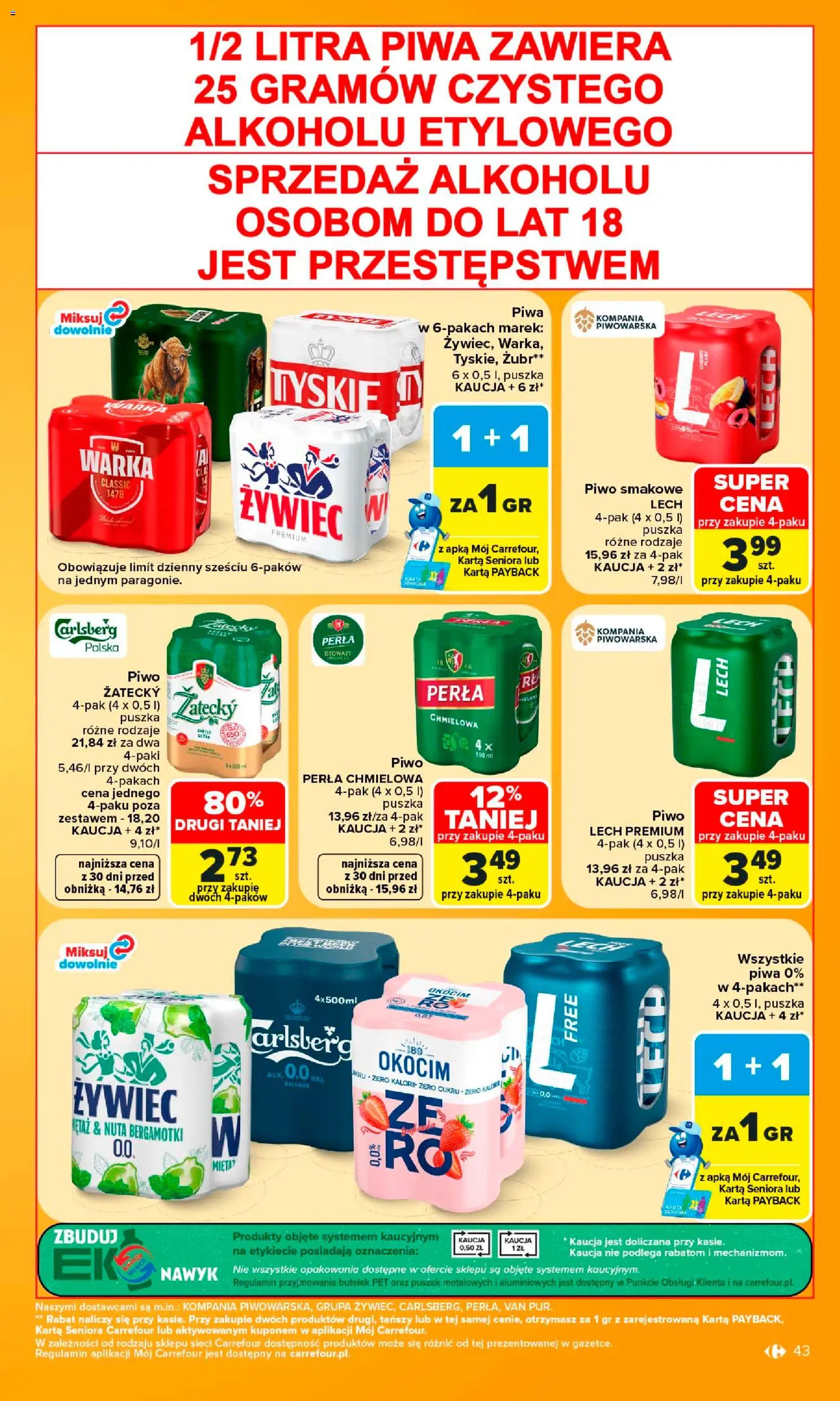 Carrefour gazetka od 10.08.2026 | Strona: 45 | Produkty: Lech, Piwo smakowe, Warka, Tyskie
