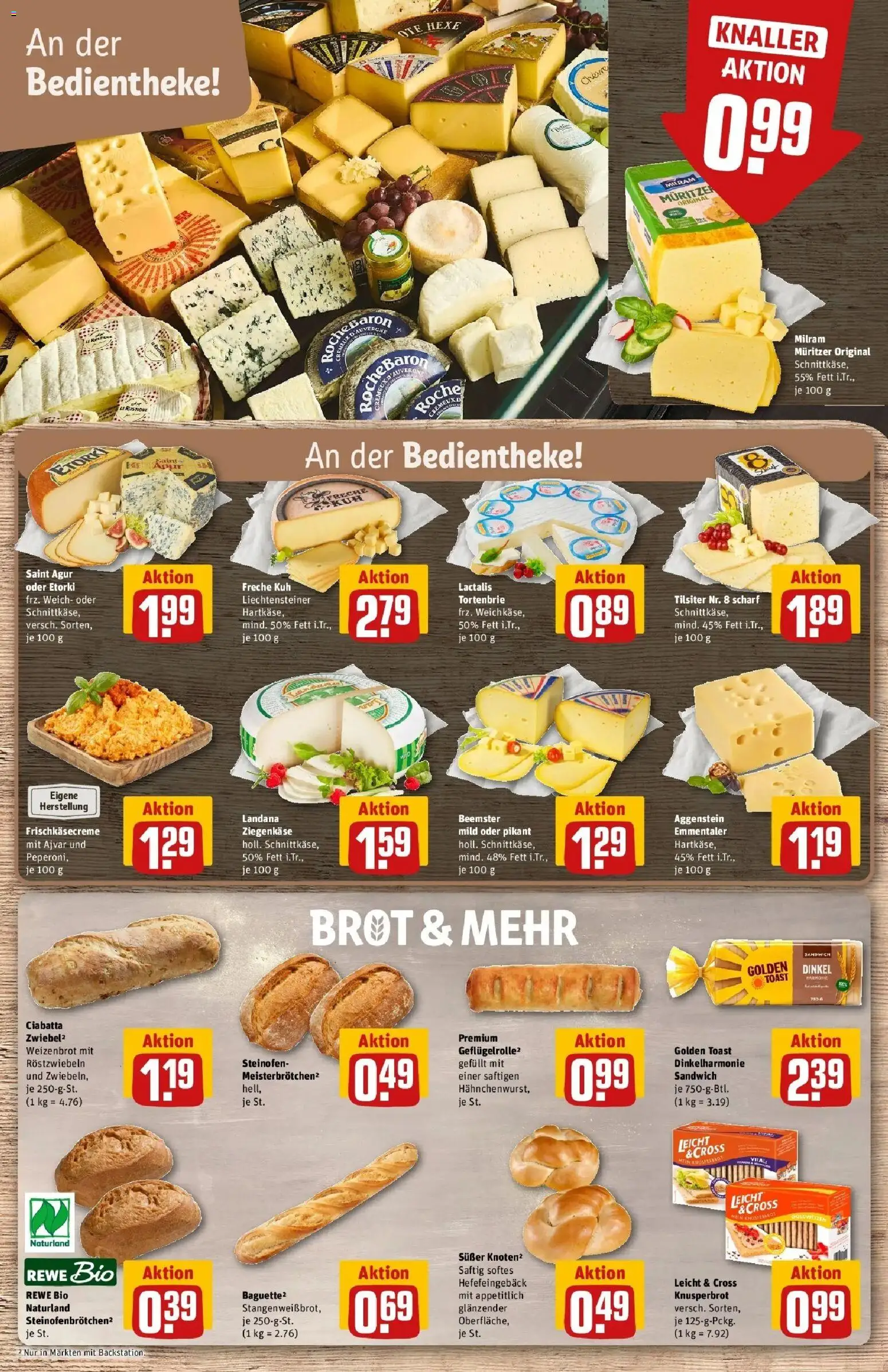 REWE Prospekt ab 17.08.2026 zum Blättern » Angebote | Seite: 13 | Produkte: Toast, Ziegenkäse, Milram, Brot