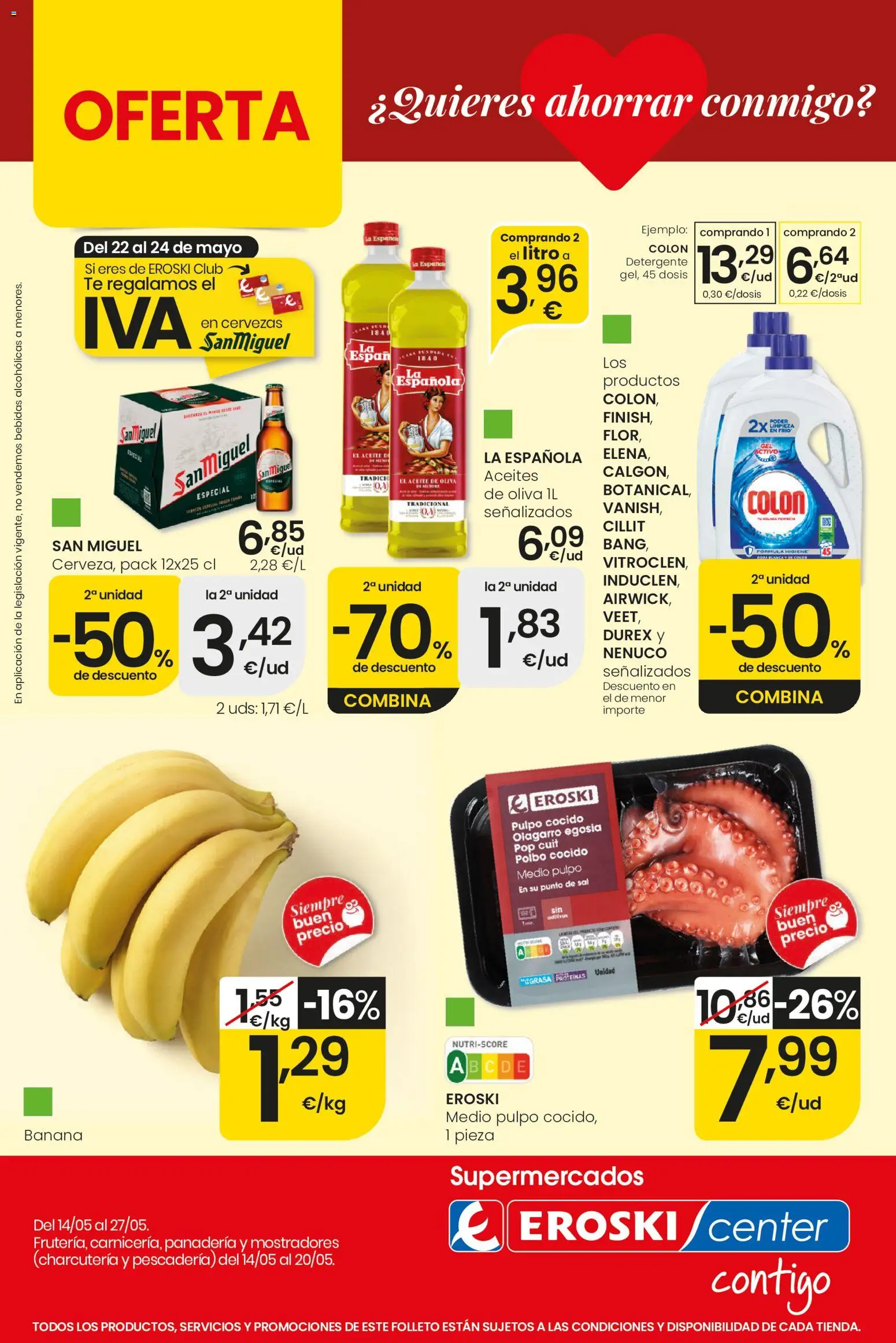 Eroski Nirekin aurreztu nahi Aliprox │ válido desde el 14.05.2026 | Página: 1 | Productos: Detergente, Aceite, Té, Aceite de oliva