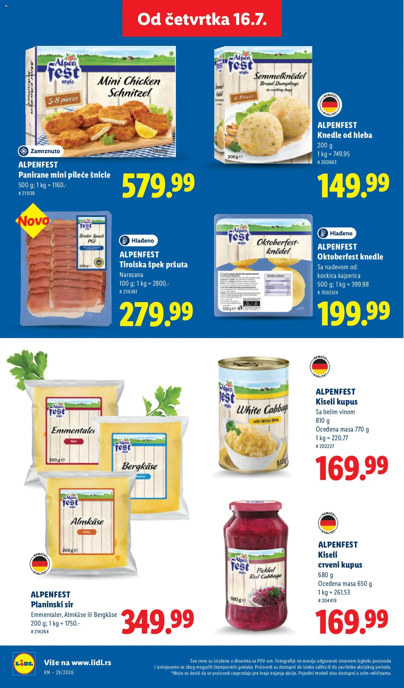 Lidl katalog - važi od 16.07.2026 | Strana: 64 | Proizvode: Kiseli kupus, Kupus, Sir, Knedle