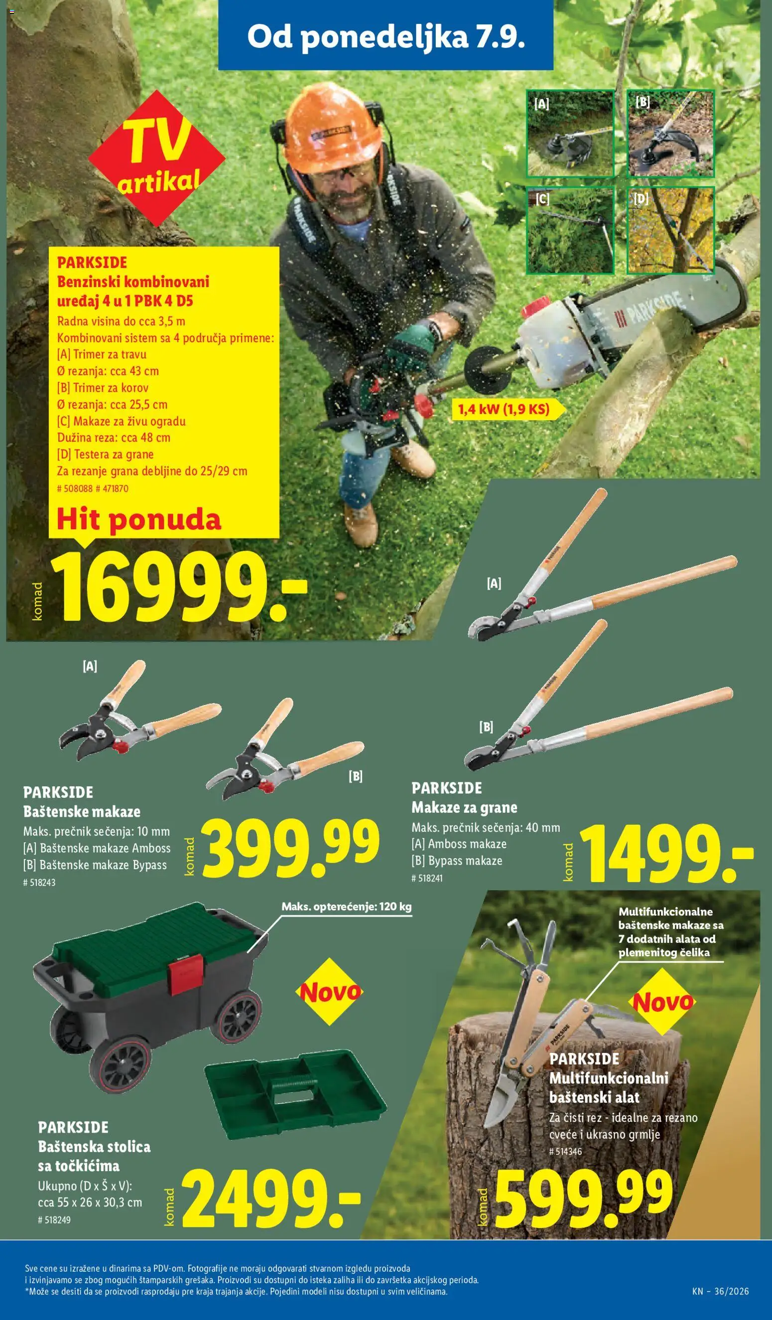 Lidl katalog - važi od 03.09.2026 | Strana: 101 | Proizvode: Makaze, Trimer, Makaze za živu ogradu, Alat