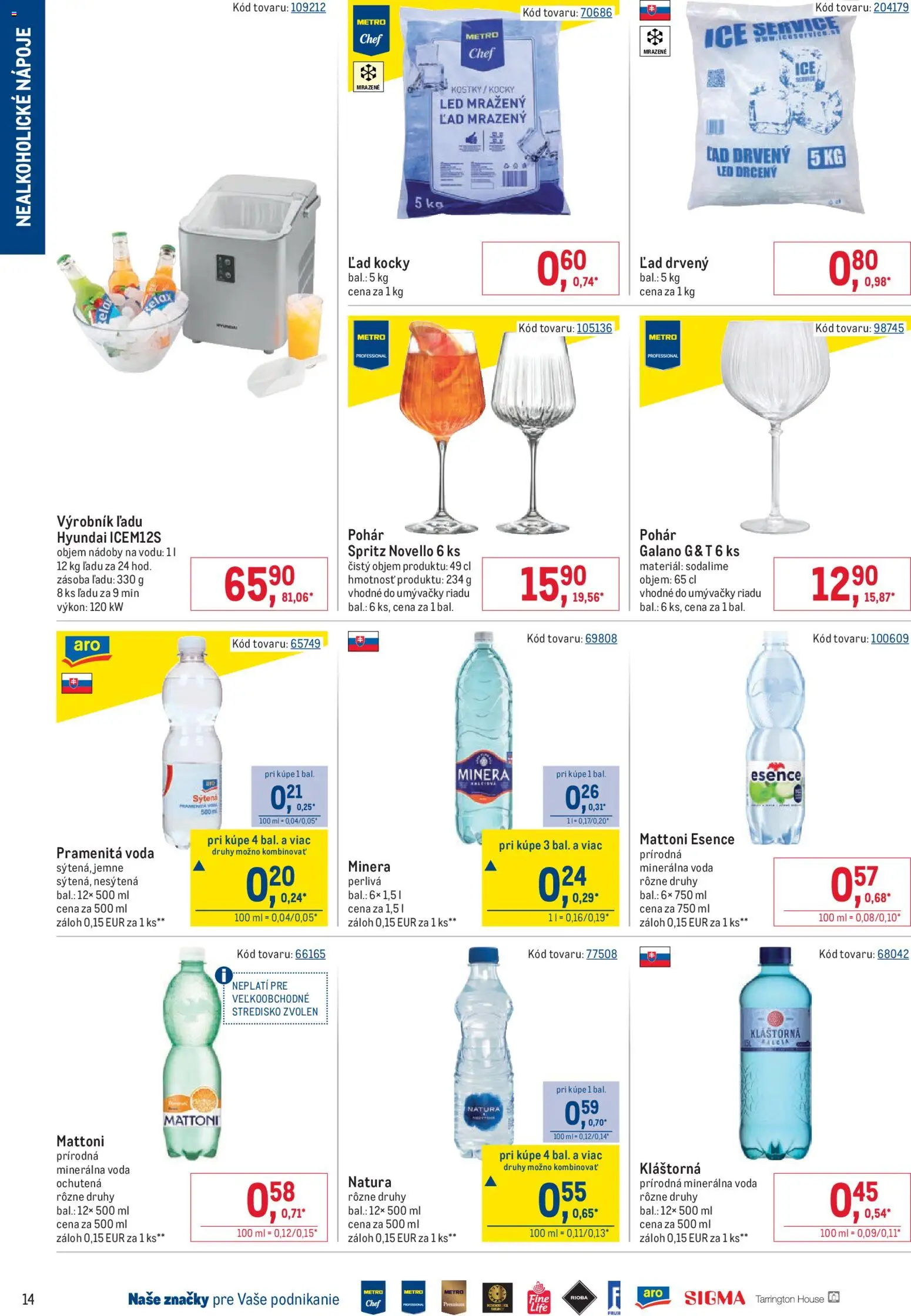 Nové Metro akcie – leták je platný od 01.06.2026 | Strana: 14 | Produkty: Led, Mattoni, Voda, Minerálna voda
