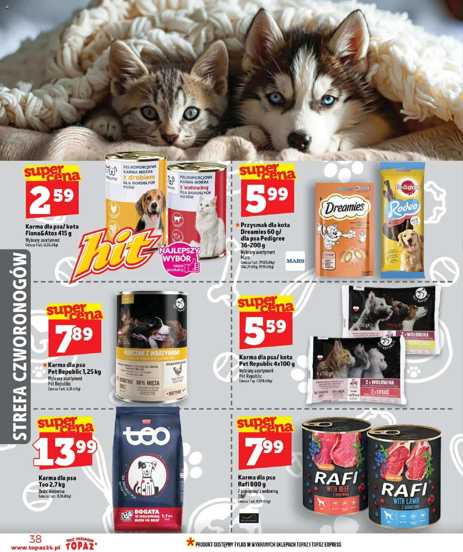 Topaz gazetka - MAZ od 25.06.2026 | Strona: 38 | Produkty: Łosoś, Pedigree, Karma dla psa, Wołowina