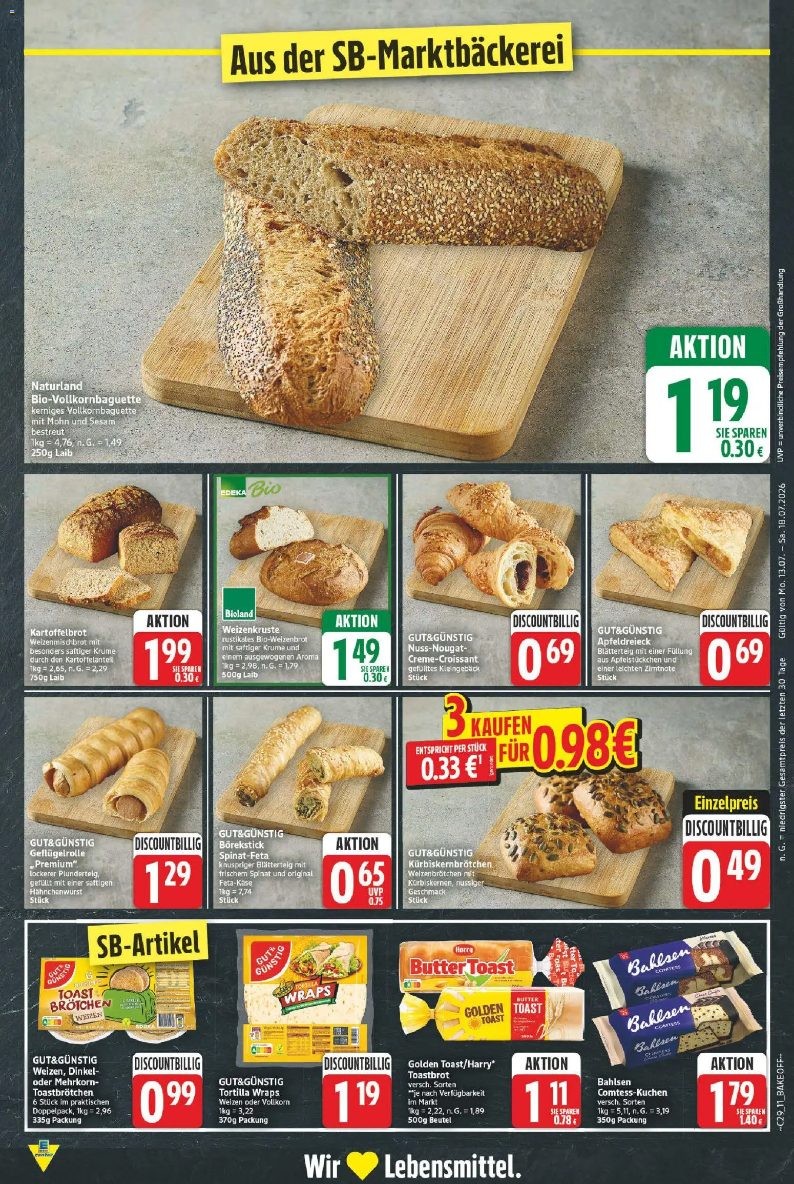 E center Prospekt – gültig ab 13.07.2026 | Seite: 11 | Produkte: Butter, Toast, Toastbrot