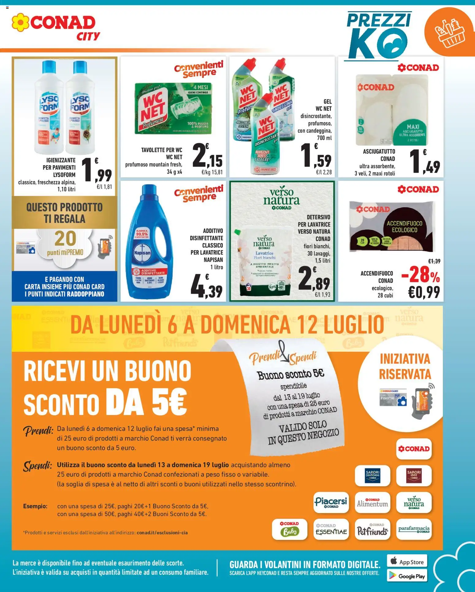 Volantino Conad del 03/07/2026 | Pagina: 5 | Prodotti: Detergente, Asciugatutto, WC, Profumo