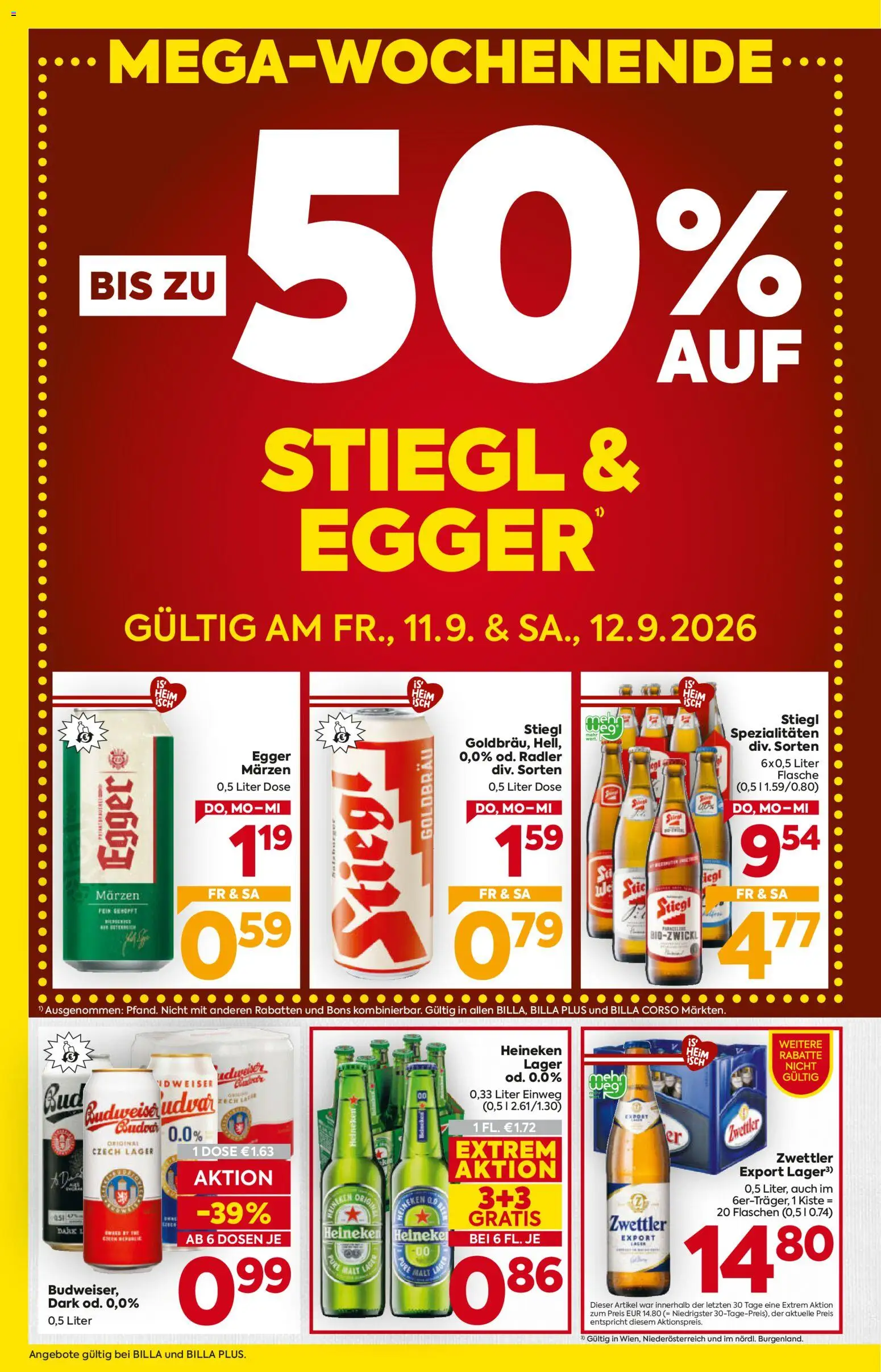 Billa AT akciós ujság - amely érvényes a következő dátumtól: 2026.09.10. | Oldal: 2 | Termékek: Radler, Heineken