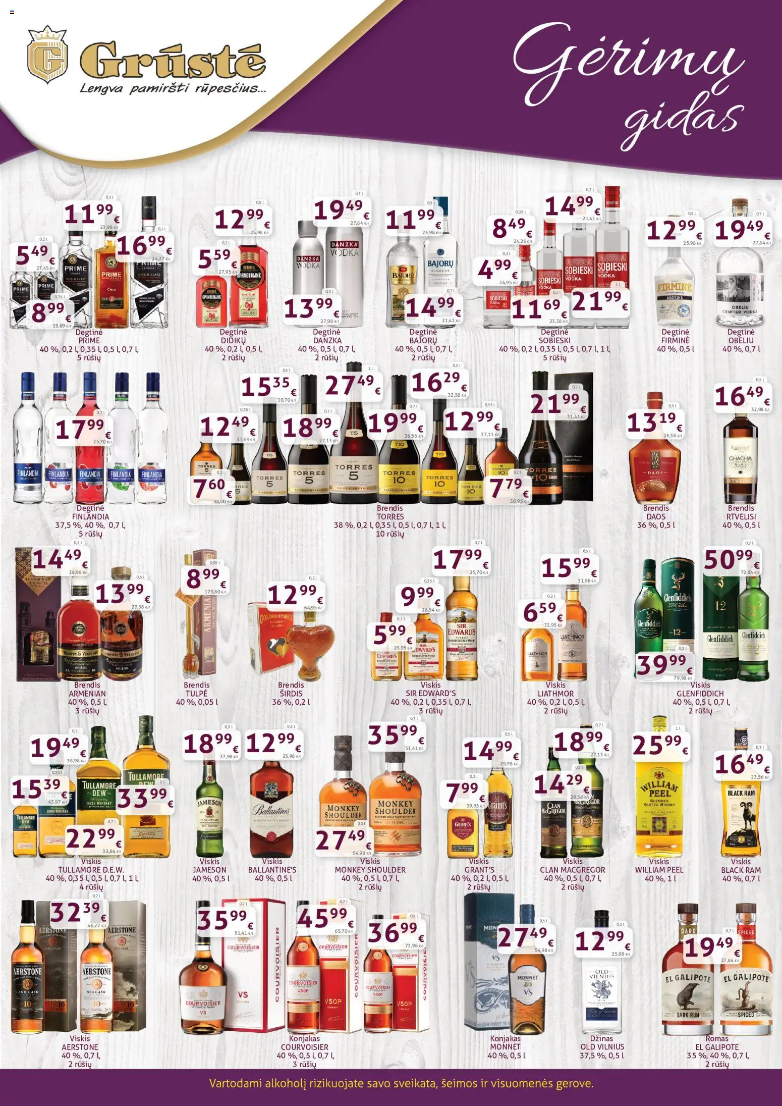 GRUSTE akcijos nuo 11.06.2026 | Puslapis: 2 | Prekių: Degtinė, Viskis, Džinas