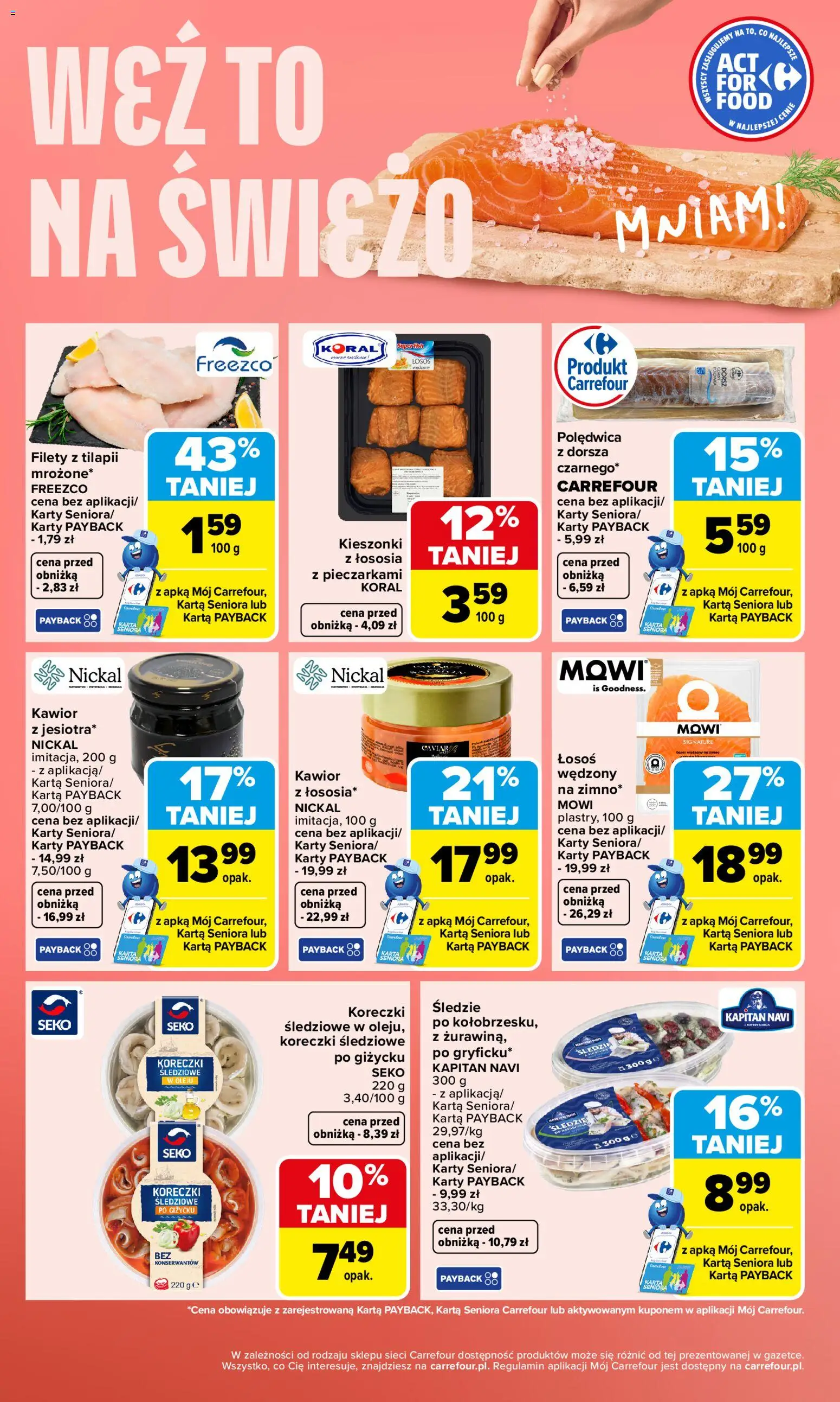 Carrefour gazetka - Weź to na świeżo od 04.05.2026 | Strona: 4 | Produkty: Karta, Dorsz, Polędwica z dorsza, Kawior