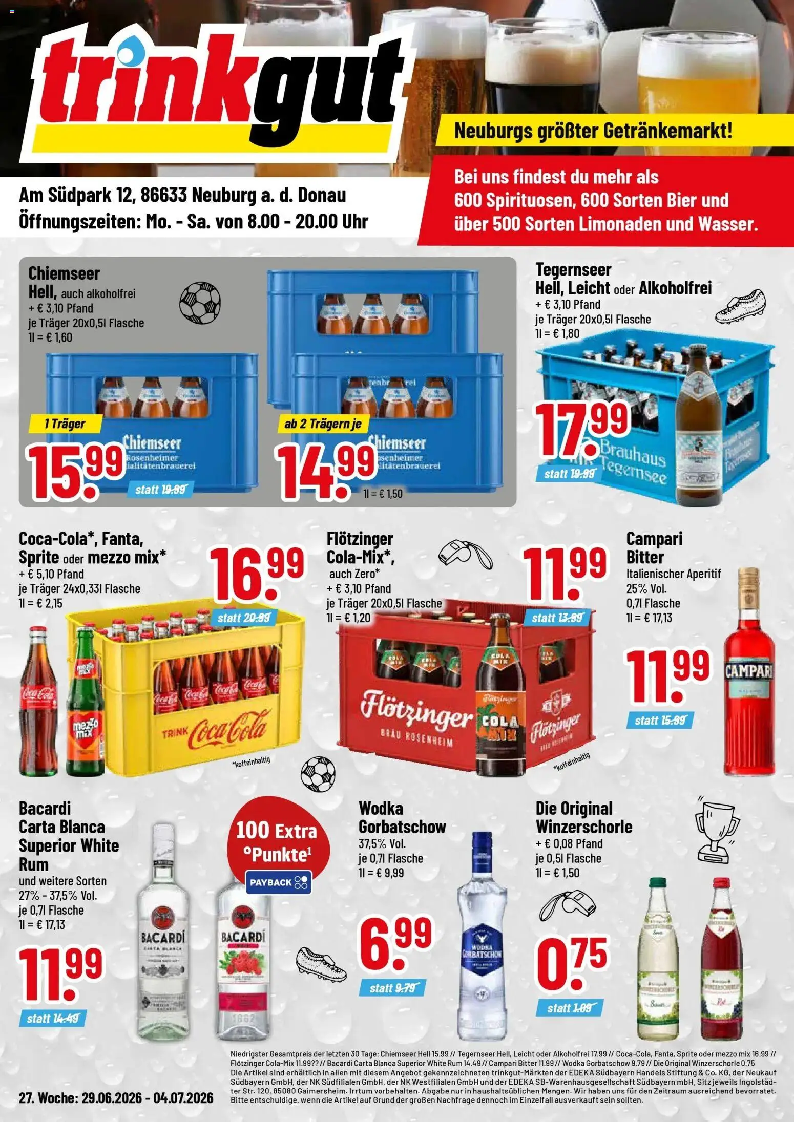 Trinkgut - trinkgut: Wochenangebote – gültig ab 28.06.2026 | Seite: 1 | Produkte: Bacardi, Cola, Rum, Oder mezzo mix