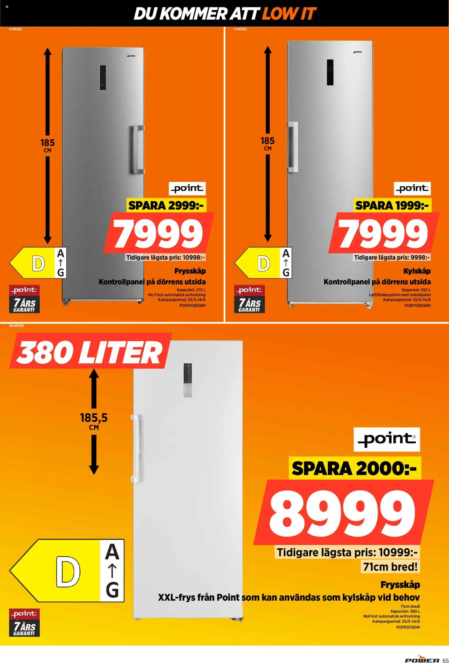 Power reklamblad aktuell från 01.06.2026 | Sida: 65 | Produkter: Kylskåp