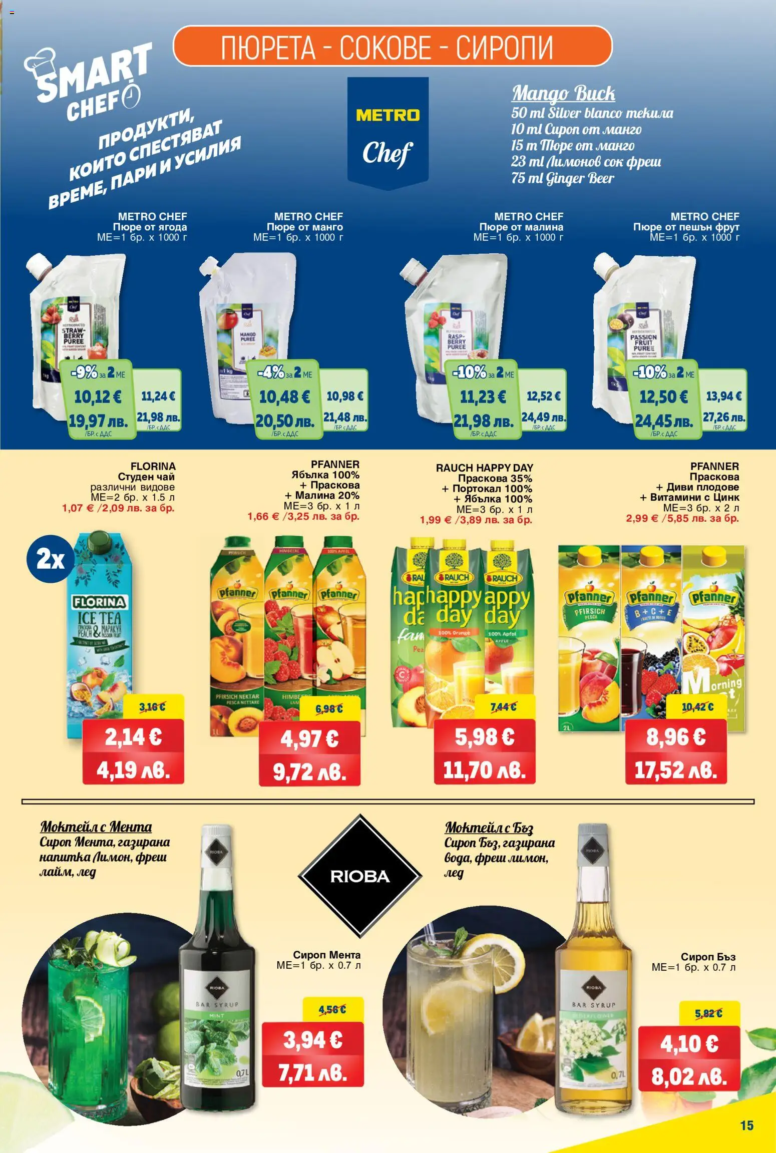 {H1} | Страница: 15 | Продукти: Сок, Чай, Манго, Напитка