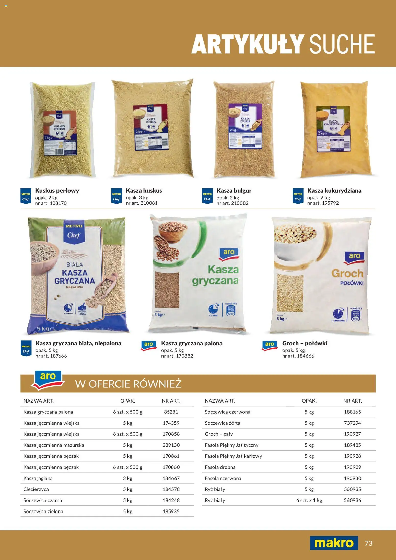Makro gazetka - Produktów marek własnych dla profesjonalnej Gastronomii od 01.03.2026 | Strona: 73 | Produkty: Groch, Bulgur, Ryż, Kasza bulgur