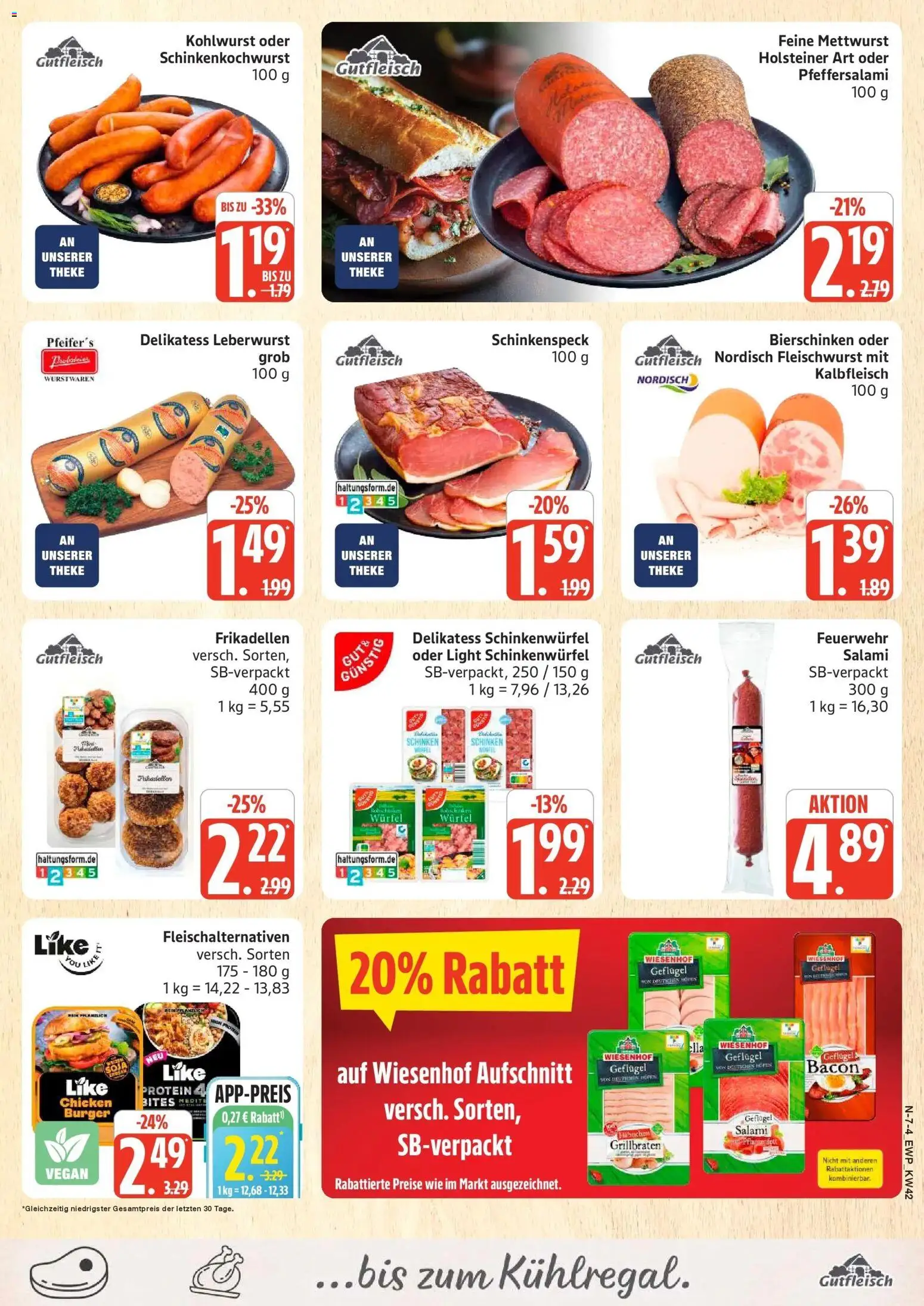Edeka Prospekt Rostock (ab 12.10.2026) » Angebote Online | Seite: 7 | Produkte: Theke, Burger, Salami, Schinken